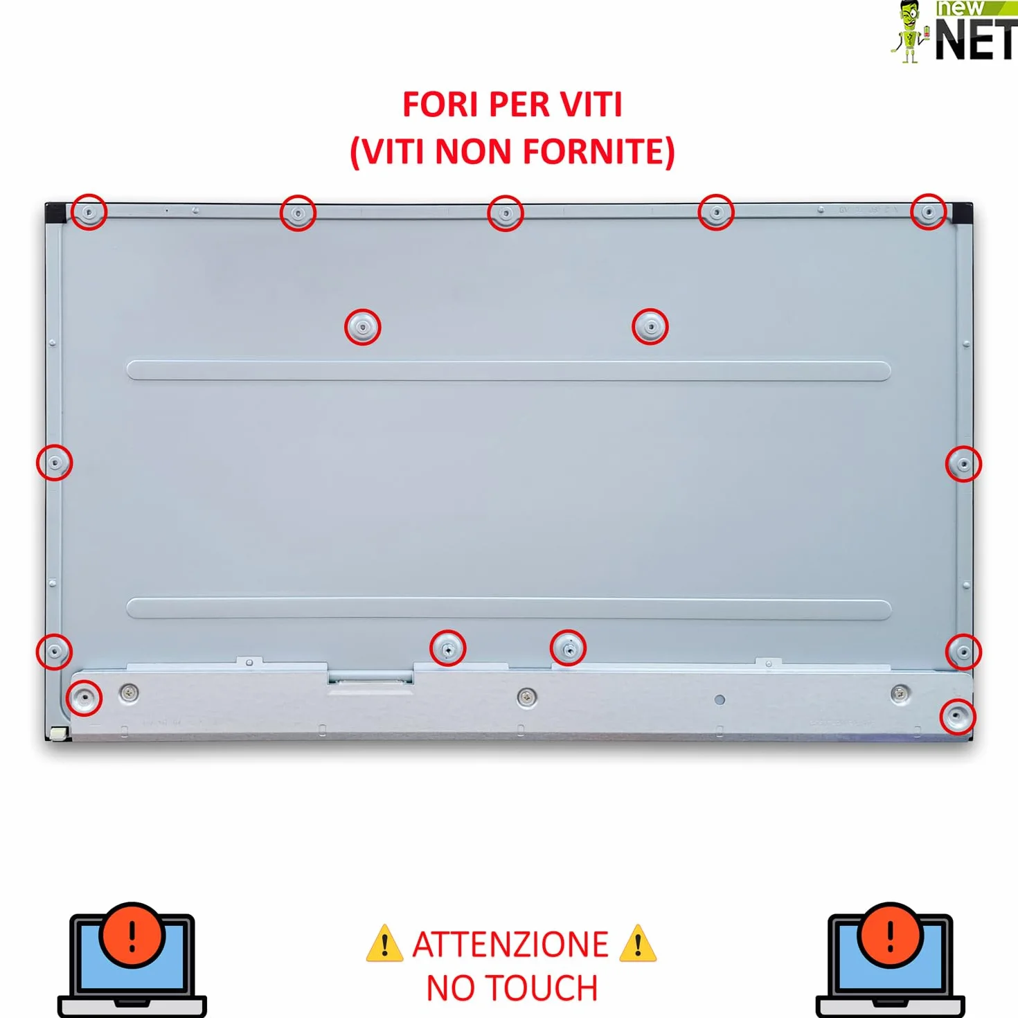 new net - Pannello Schermo Display LCD IPS Compatibile con ASUS all-in-One V241DA, V241DAK, V241DAT, V241E, V241EAK, V241EPK, V241F, V241FAK [23.8 Pollici - Full HD - 30 Pin - No Touch]