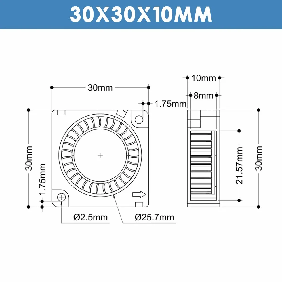 WINSINN Ventola a turbina turbo 30mm 3010 30x10mm 5V doppio cuscinetto a sfera 2 pezzi