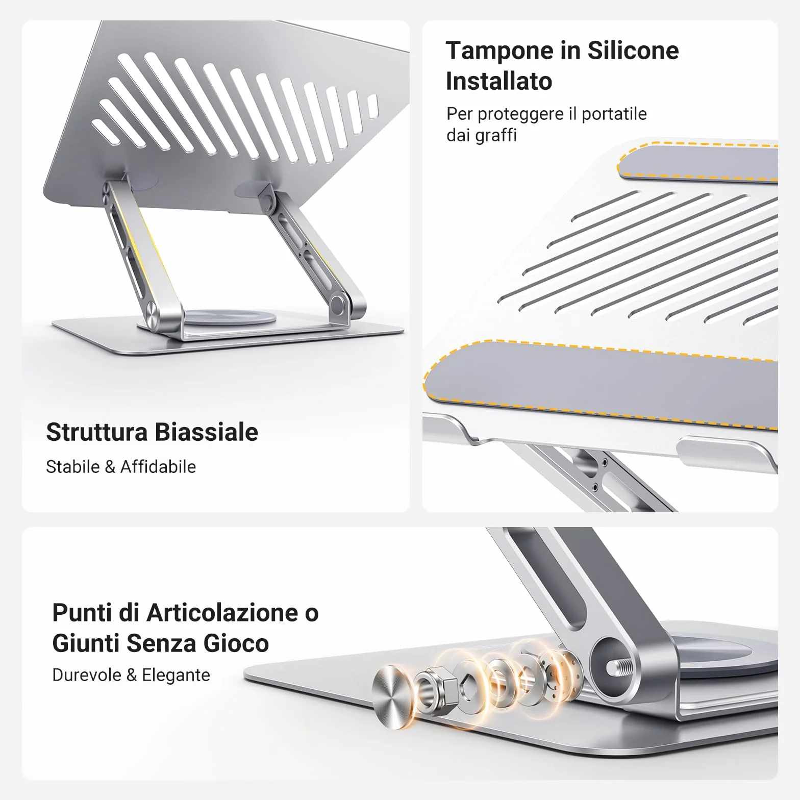 UGREEN Supporto per Laptop da Scrivania, Stand per PC Portabile Regolabile Ergonomico con Base Girevole a 360° Compatibile con MacBook Pro Air Notebook Fino a 17,3 Pollici