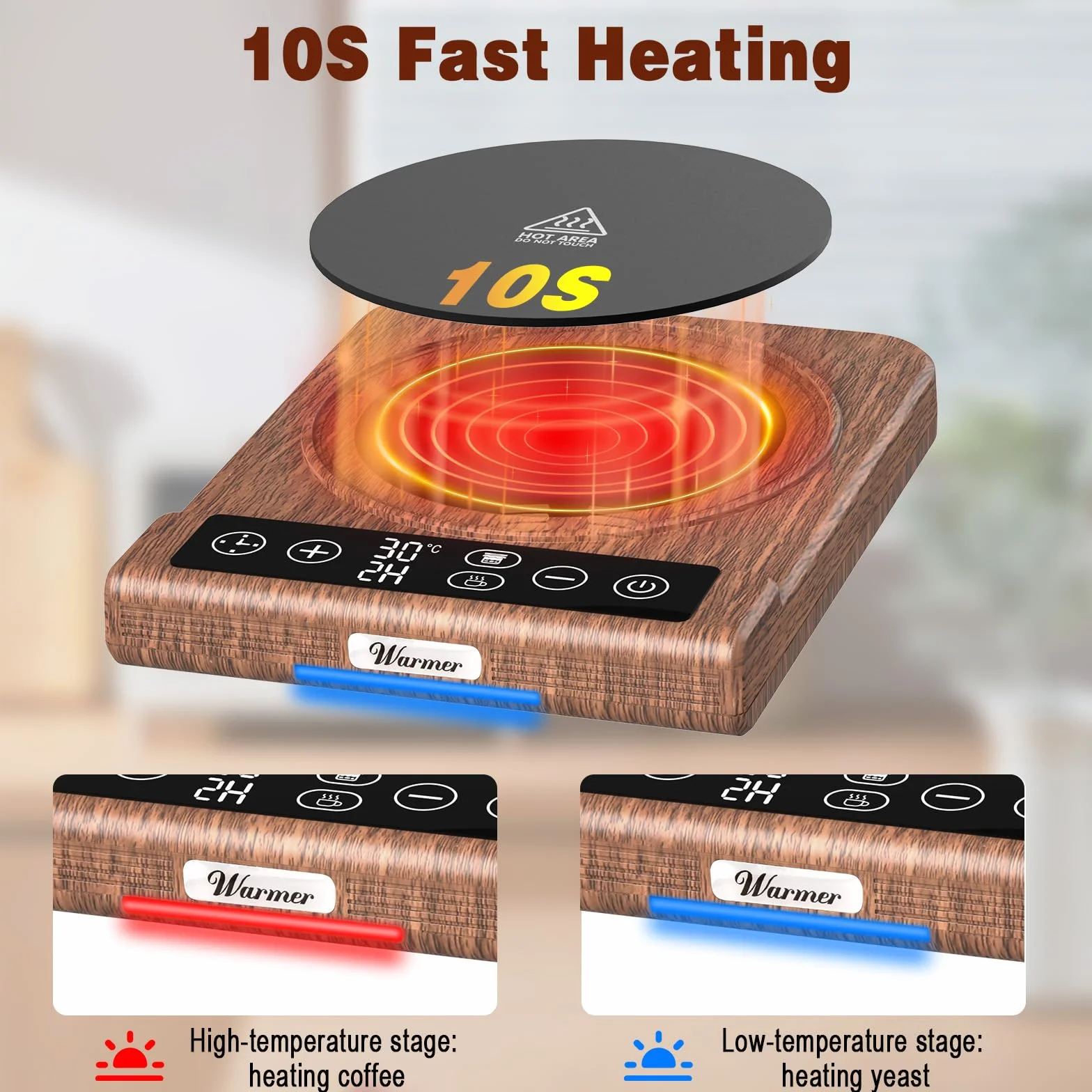 Scalda Tazza 2 modalità, Scalda Tazza da Scrivania, 21 °C-80 °C, Scaldatazza con Timer 1-12 ore/1-24 Ore, Spegnimento Automatico di 4 Ore, Scaldatazze per Ufficio, Casa, Fermentazione