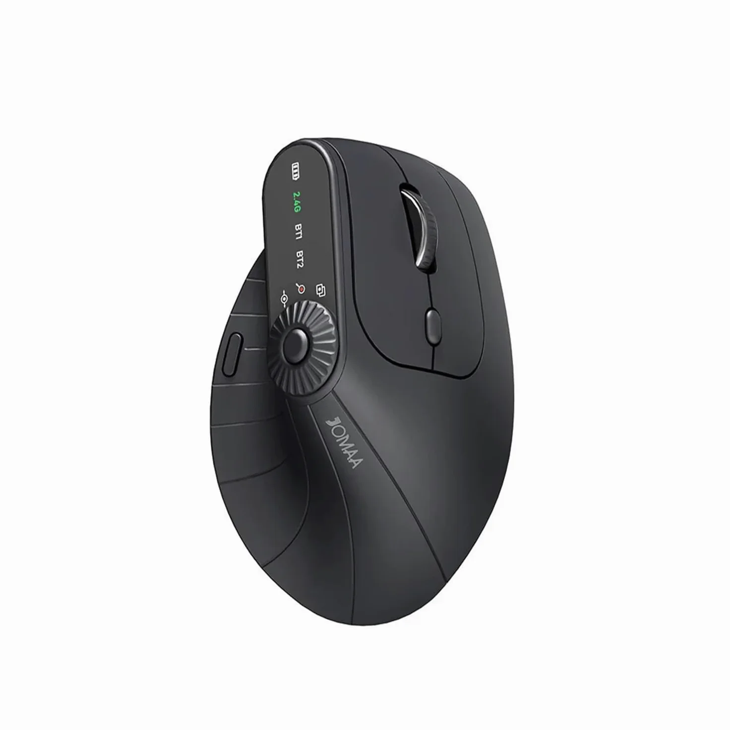 JOMAA Mouse verticale ergonomico senza fili 2,4 G e doppio Bluetooth, tre canali, DPI regolabile, piatto girevole multifunzionale, ricaricabile, per PC, laptop, MacBook (nero)