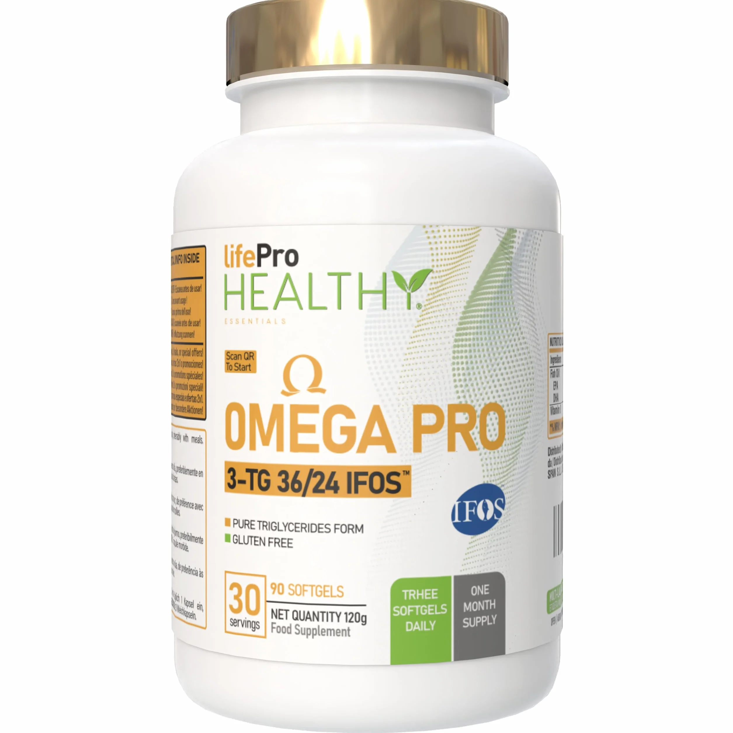 Life Pro Healthy Omega 3 Capsule IFOS 3000mg 35% EPA 25% DHA Olio di Pesce Puro Distillato