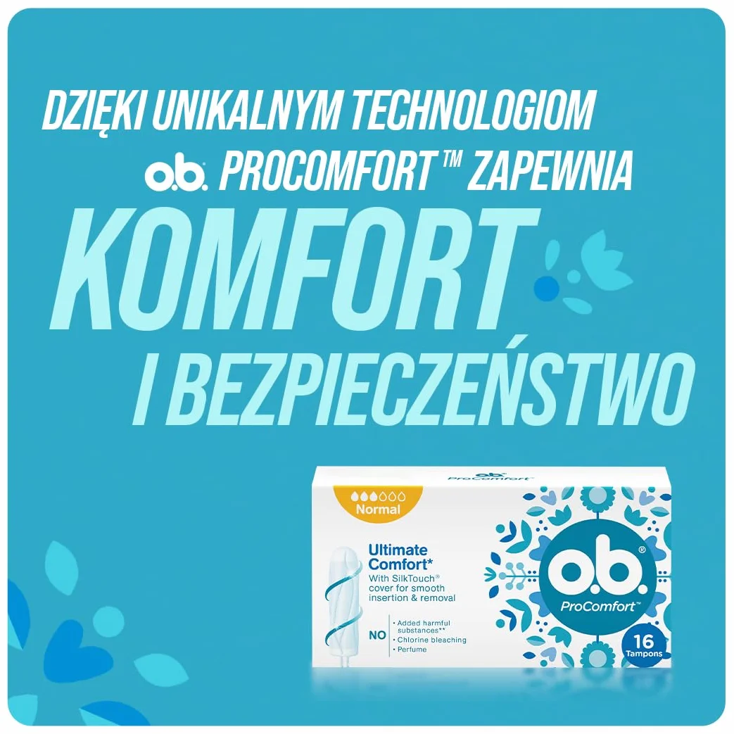 o.b. ProComfort Super Plus 32 tamponi, per sanguinamento molto intenso, materiali vegetali 100%