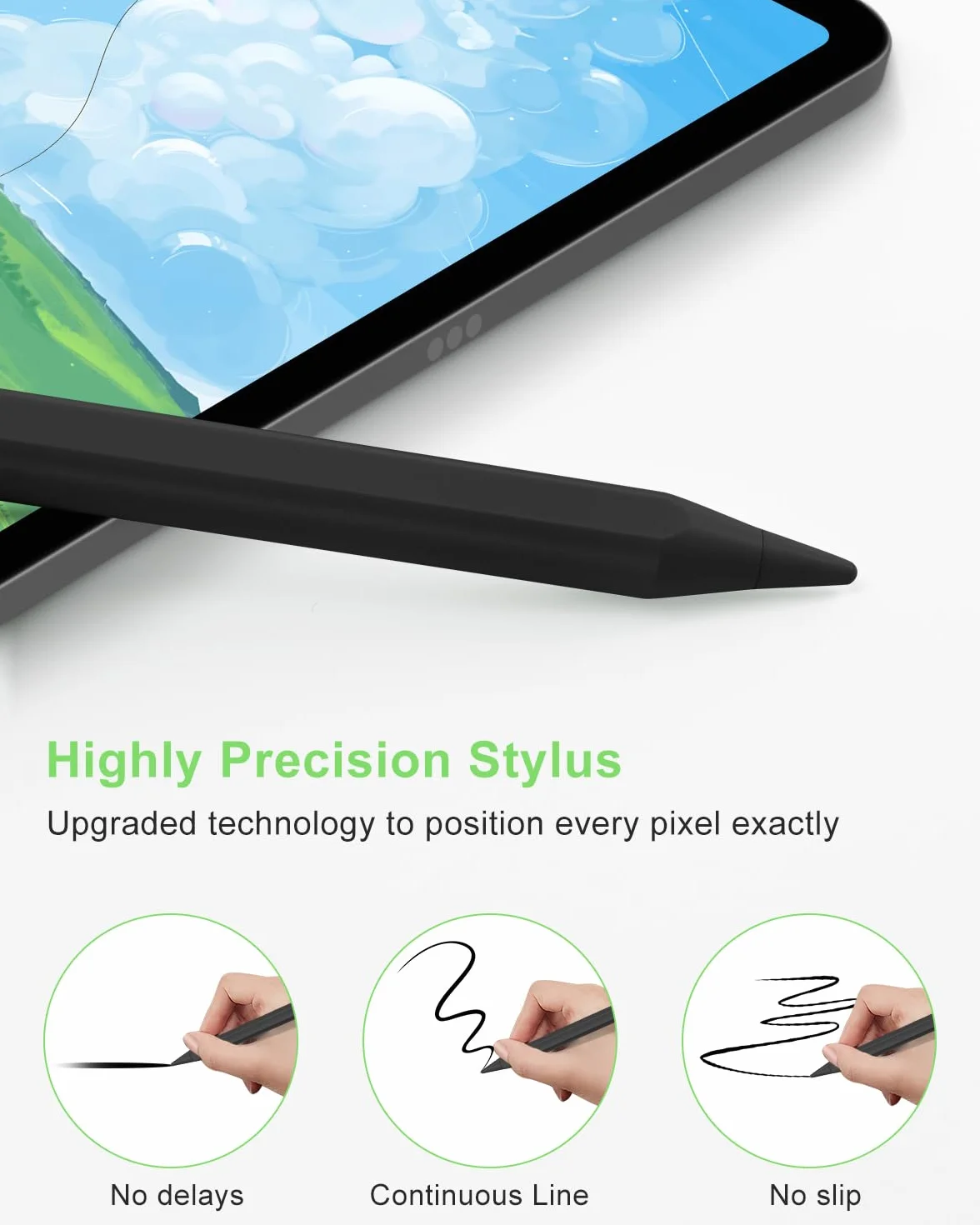 DAORANGE Penna iPad Compatibile con Apple iPad 2018-2024, Penna per iPad con Palm Rejection e Alta Precisione, per iPad Pro 11/12.9/13 M4, iPad Air 6/5/4/3, iPad 10/9/8/7/6, iPad Mini 7/6 (Nero)