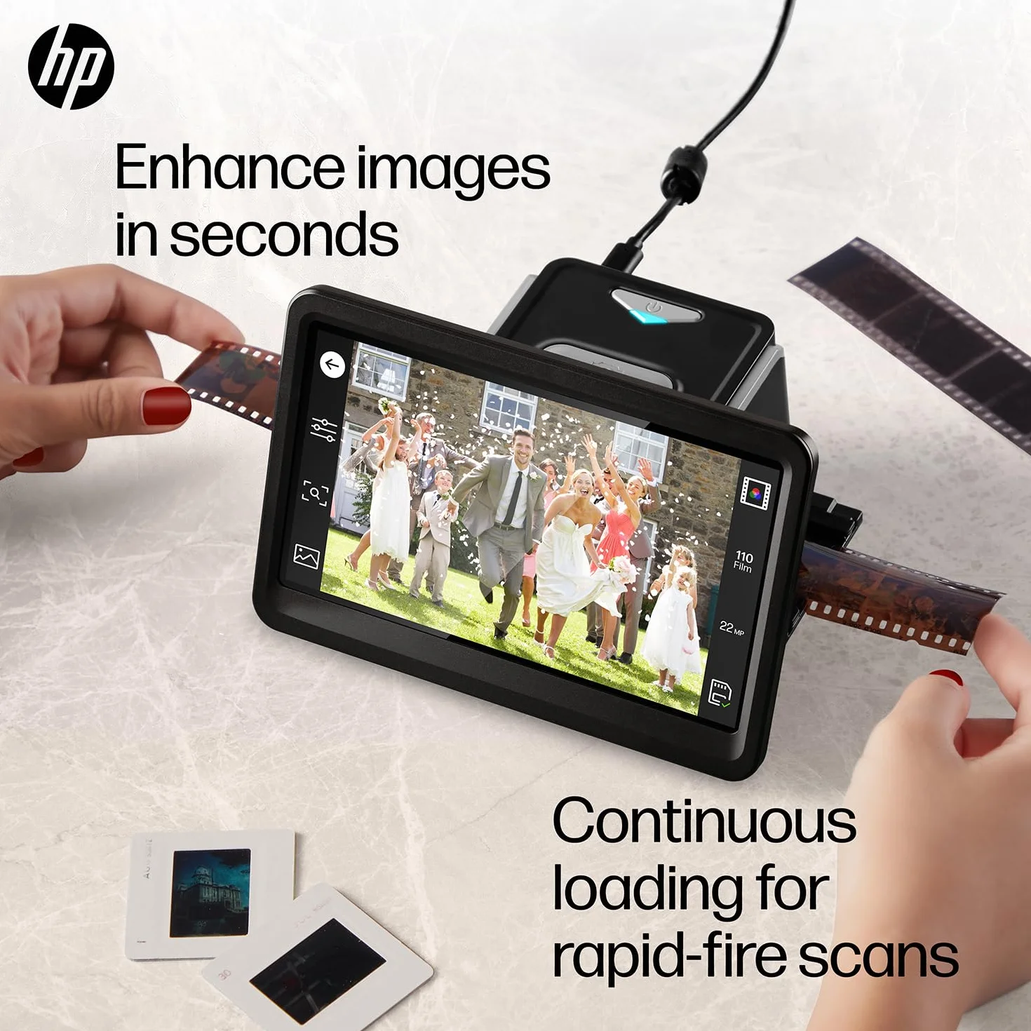 HP FilmScan Touch Screen Film & Slide Scanner 22 MP 7" LCD Digitizer