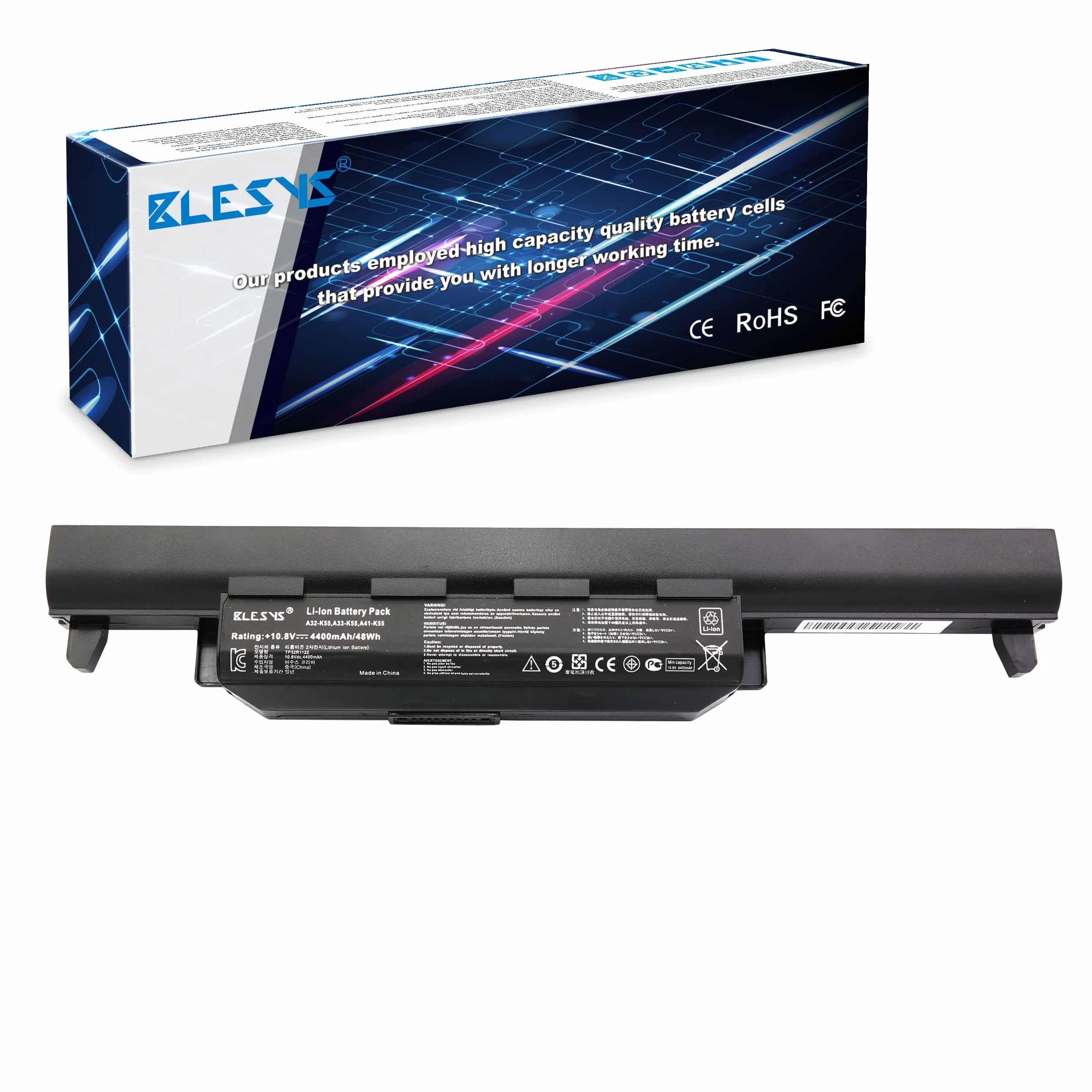 BLESYS Batteria per Asus A75 A75V A75VM A55 A55A A55V A55VD A45 K75V K75VM K75VJ K55V K55VD K55VM K55VJ Serie Laptop