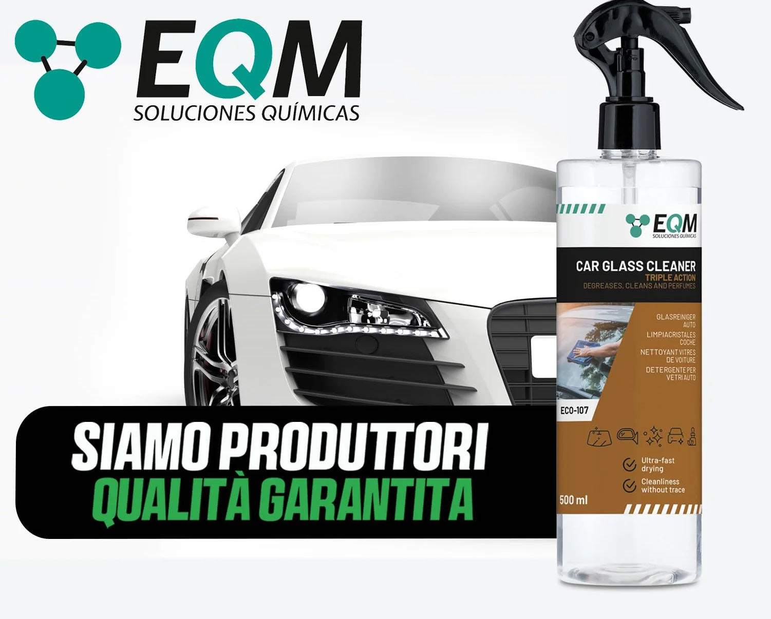 Detergente Vetri Auto ECO-107 500 ML - Detergente per Vetri Interni ed Esterni