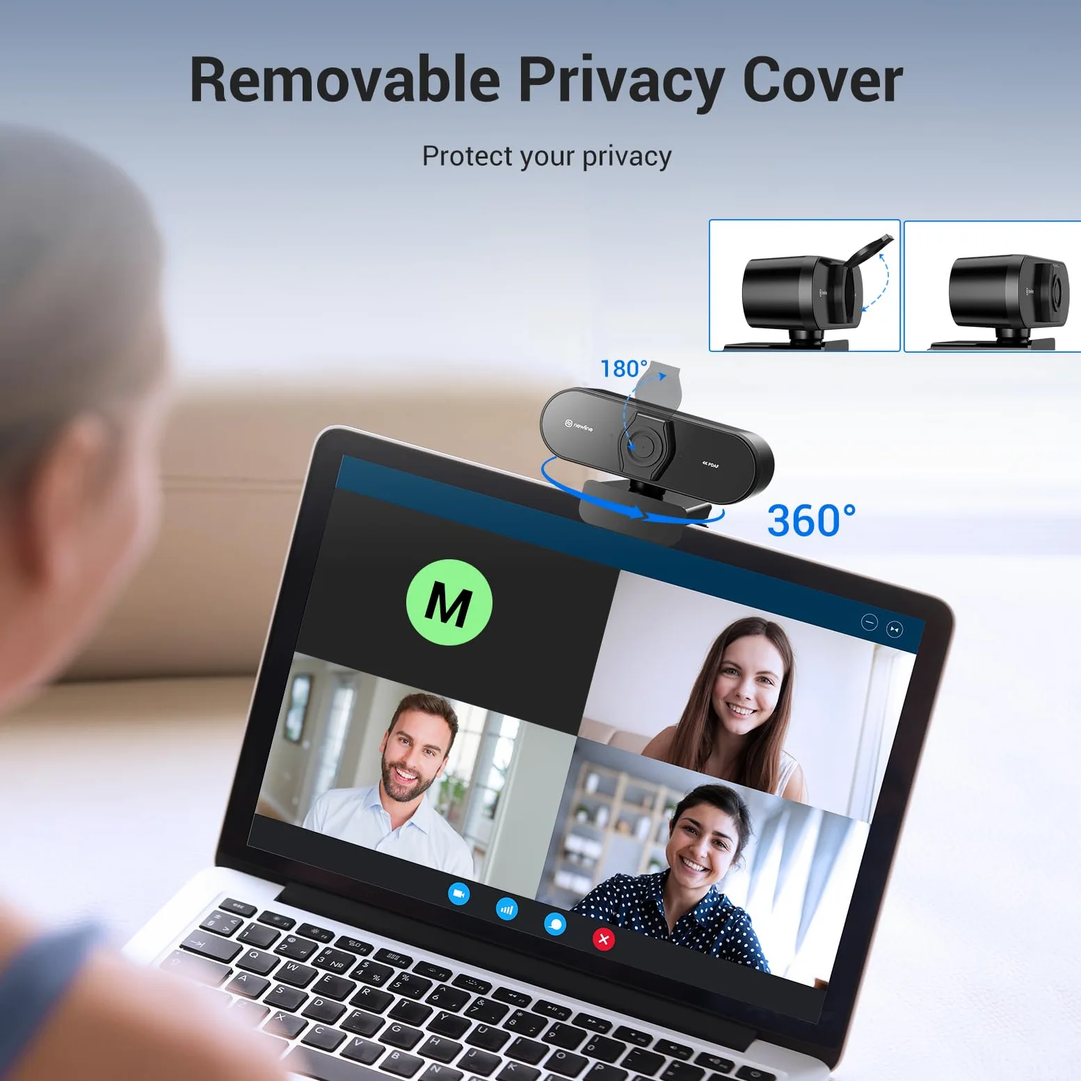 Webcam PC 4K con 2 Microfoni, 12 Megapixel