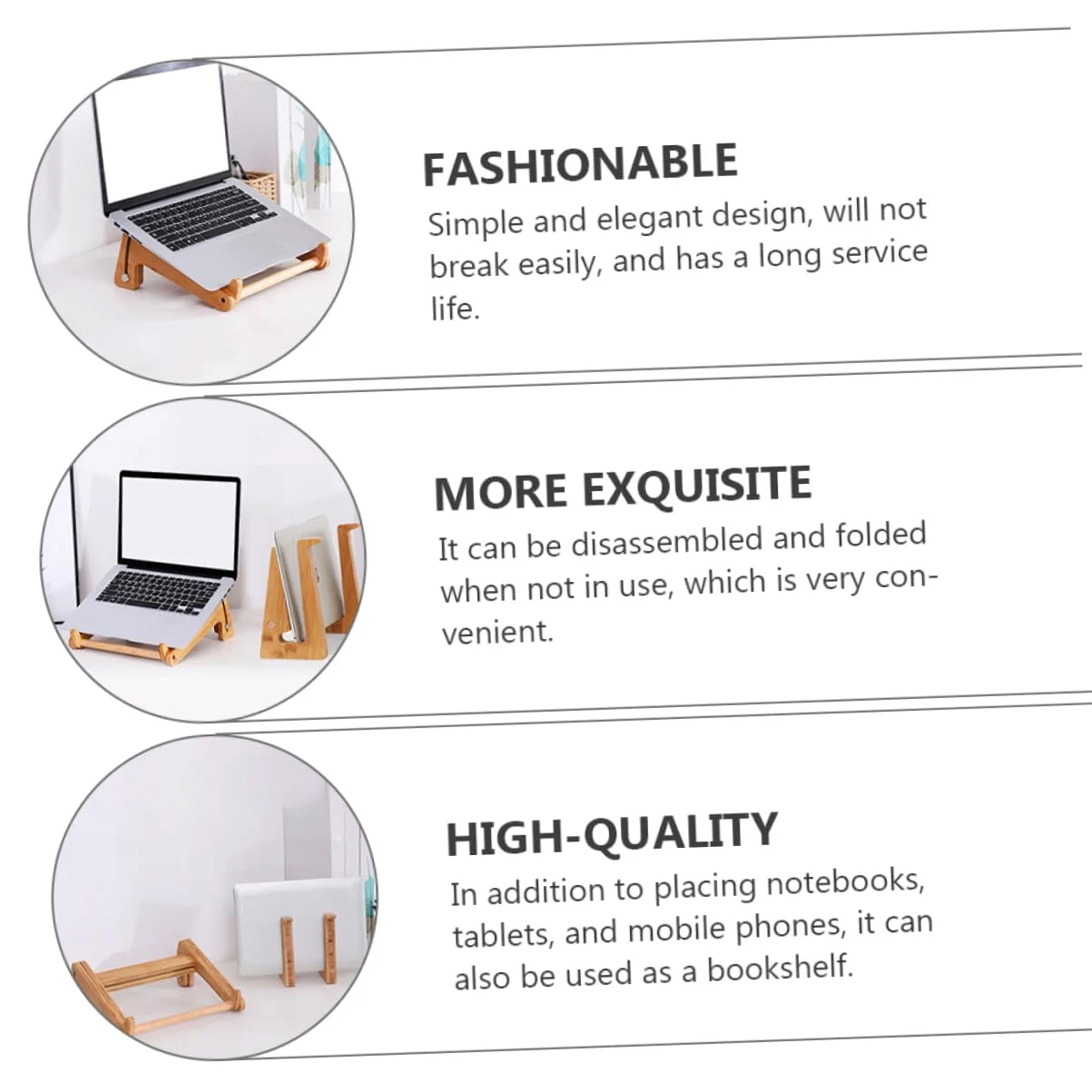 BESPORTBLE Supporto Regolabile per Laptop in Legno 13-156 Pollici Supporto Pieghevole Portatile per Laptop Accessorio Multifunzionale per Computer e Tablet Protezione Ergonomica della