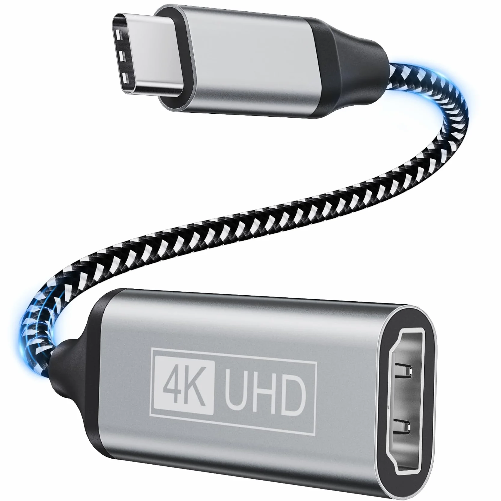 Adattatore da USB C a HDMI, USB C HDMI Cavo 4K [Compatibile con Thunderbolt 3] con Uscita Audio Video per iPhone 16/15Pro/Max, MacBook iPad Pro, iPad Mini 6, Surface Pro/Go, S23, Pixelbook