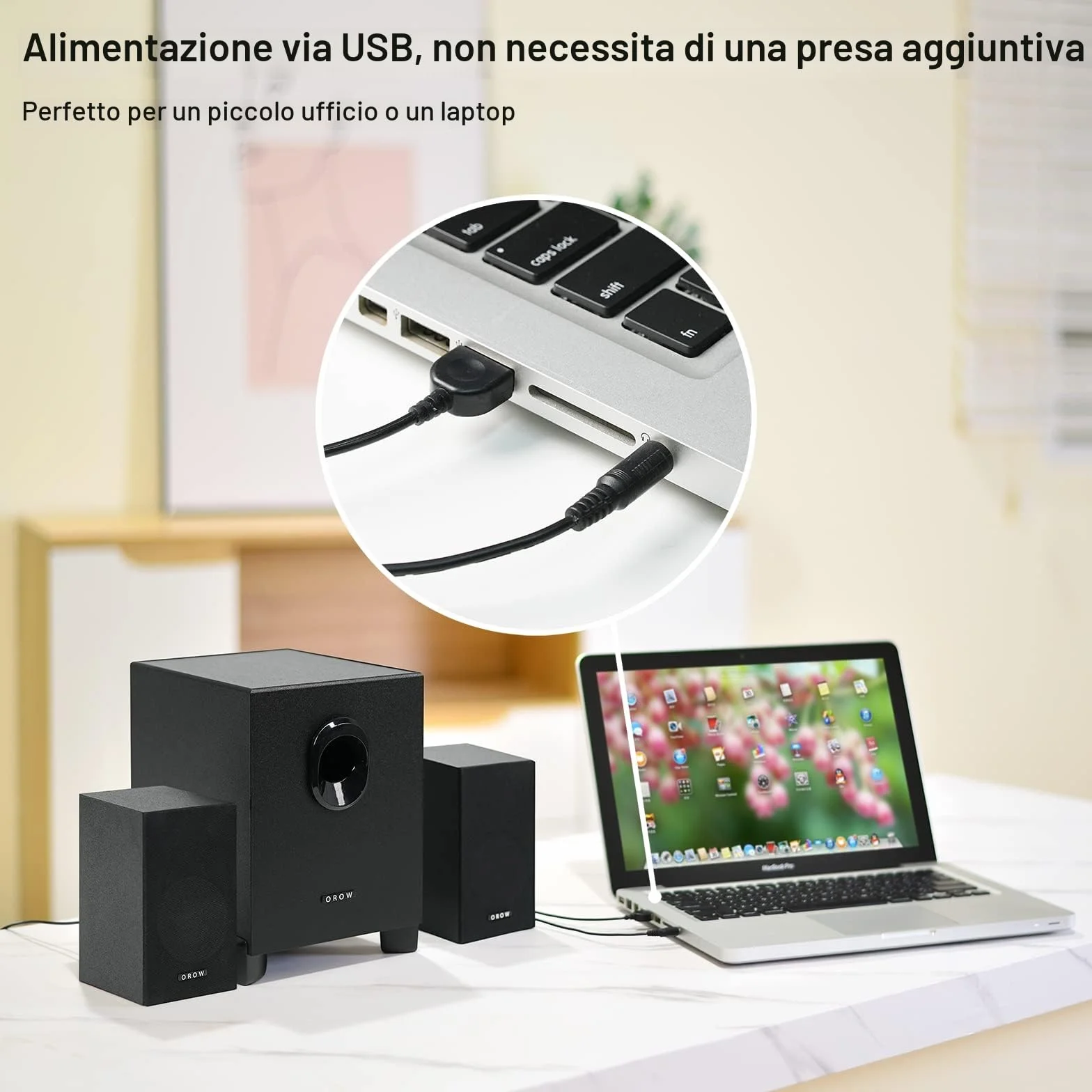 OR O R O W S211 16W Altoparlanti PC Subwoofer Bassi Potenti 3.5 mm Computer Desktop Laptop TV