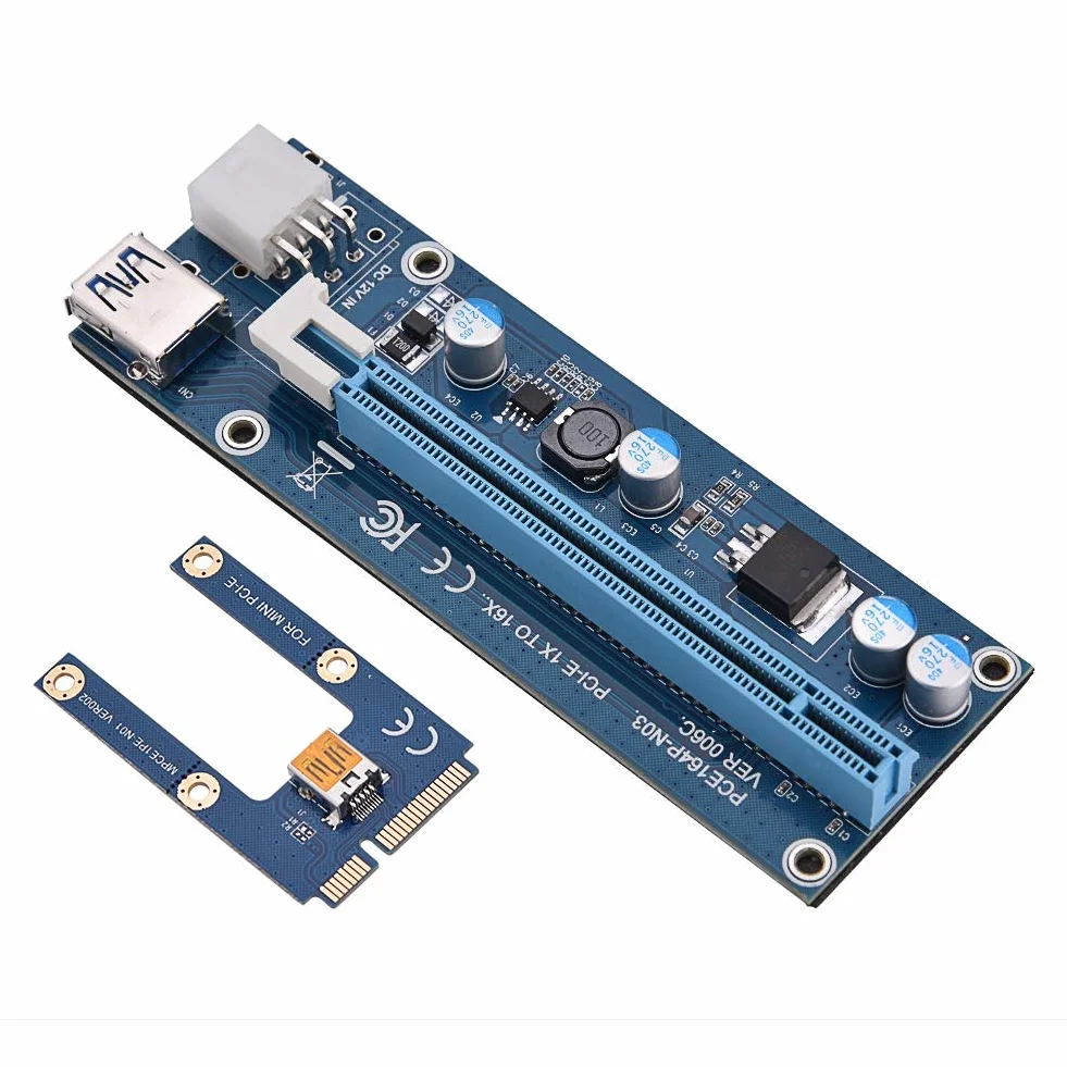 Mini adattatore PCI-E 16X, riser extender mini da PCI-E a PCI Express16x con 4 condensatori a stato solido e interfaccia 6 pin per l'estrazione di schede video