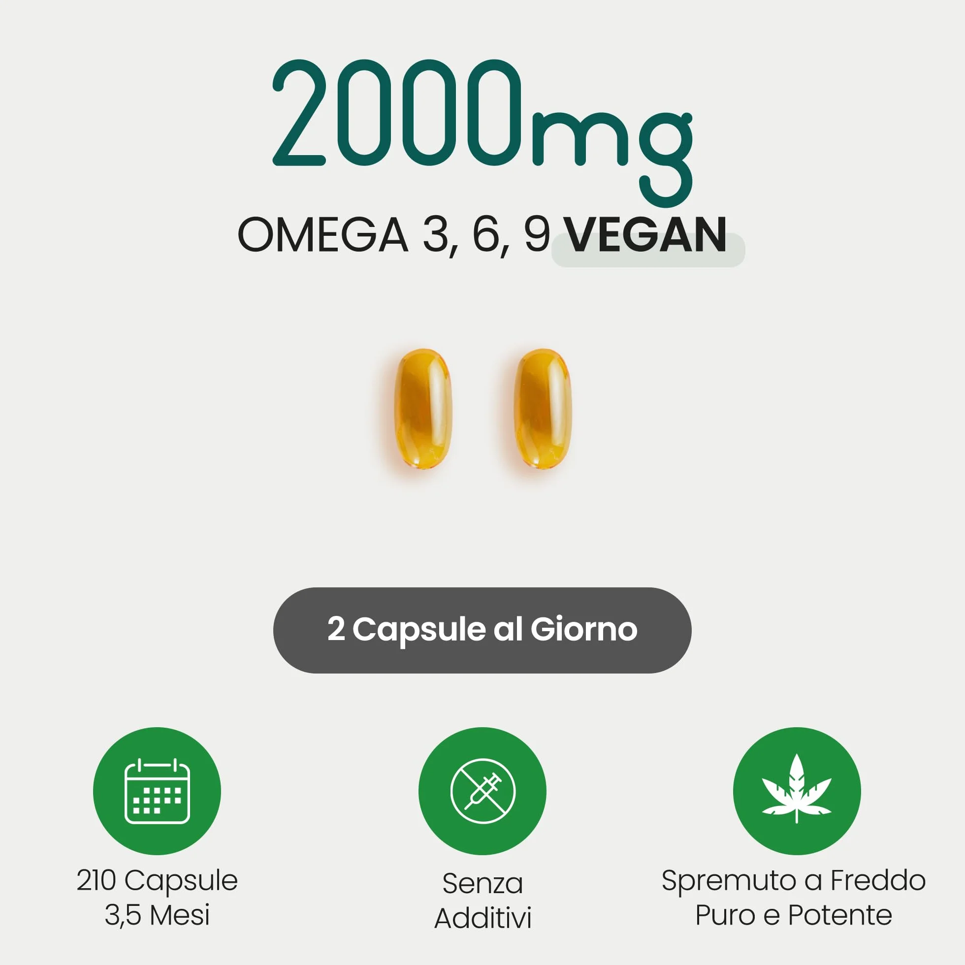 Olio di canapa in capsule 210 capsule 100% puro grani di canapa spremuti a freddo Ricco di Omega 3 6 9 VitaBright Hemp Seed Oil
