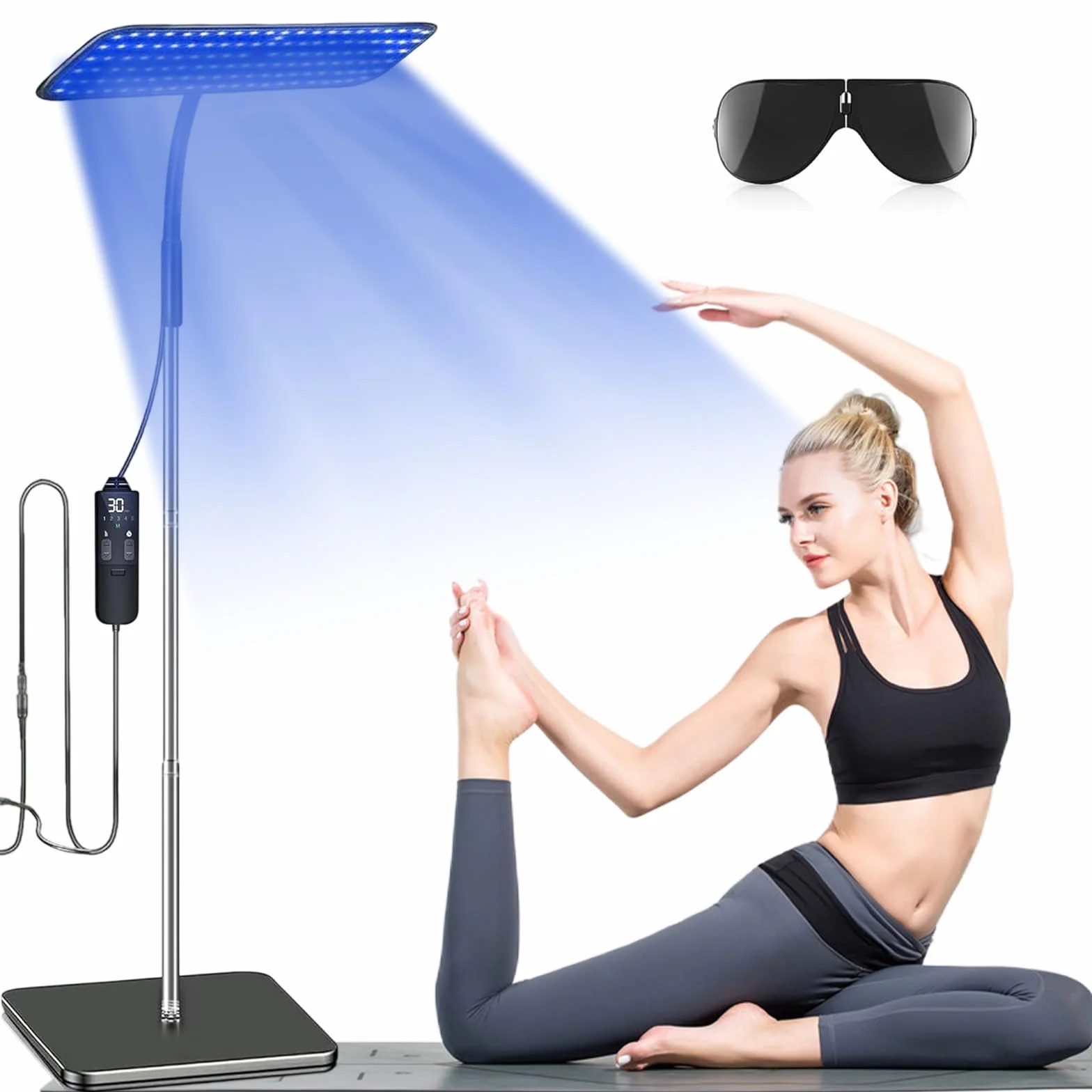 Solarium per la casa 50 W lampada abbronzante portatile con occhiali base retrattile 460 NM 490 NM