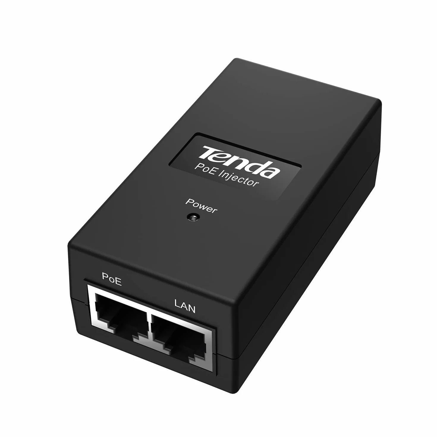 Tenda POE15F PoE Injector, Adattatore PoE Ethernet Rapido 48 V - 2 Porta RJ45 10/100 Mbps, IEEE 802.3/af/u, Fornisce Alimentazione fino a 100 m, 15,4 W Massimi, Plug and play, Nero, Alimentazione