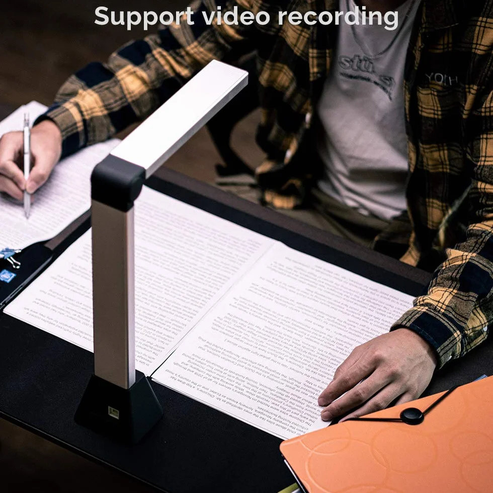 D800 Documenti Videocamera: Scanner HD 13 MP, Visualizzatore USB, Cattura formato A3, Rilevamento OCR per Corsi a distanza, Ufficio e Istruzione, Non Compatibile con Mac