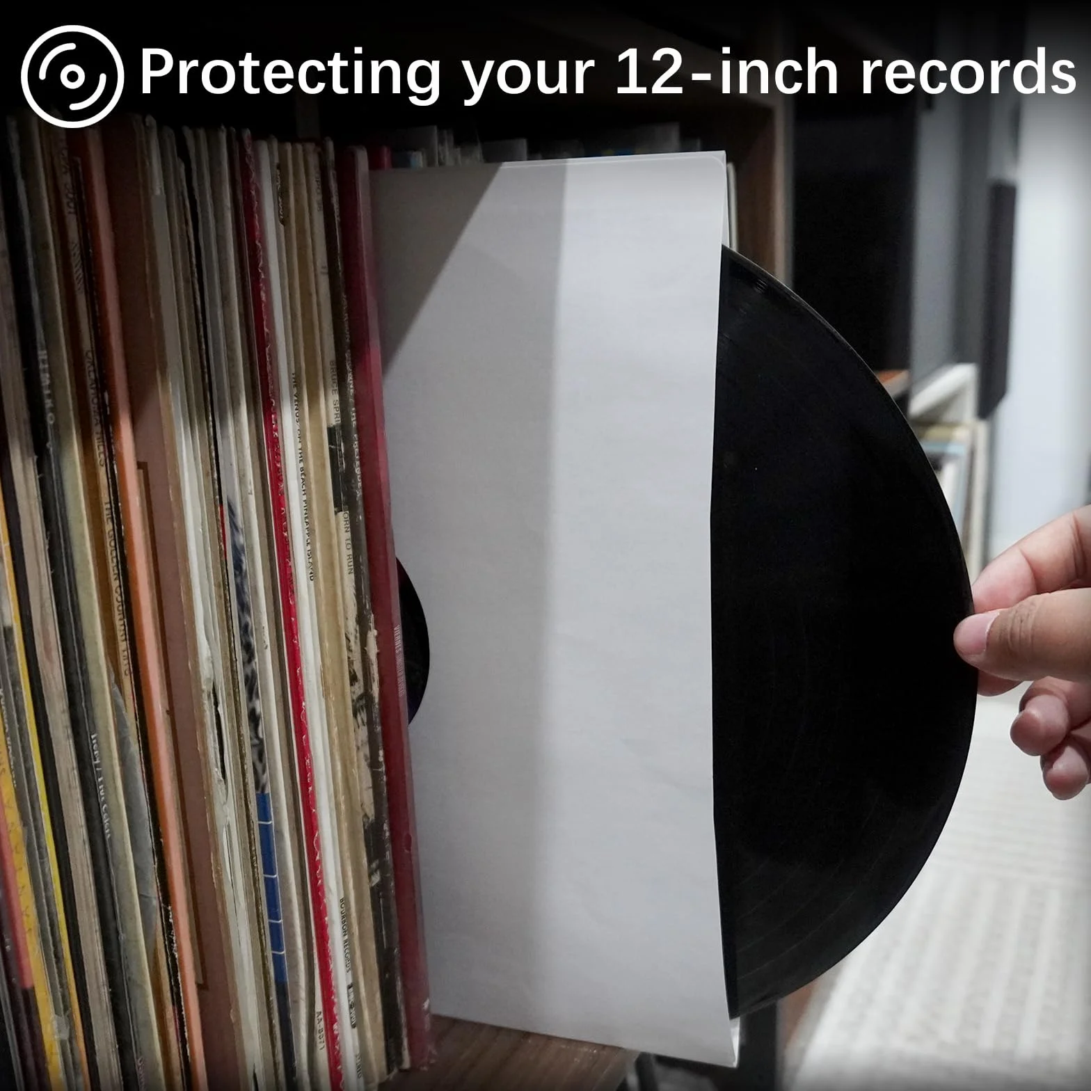 20 custodie interne per dischi in vinile, in carta resistente, senza acidi, quadrate, in carta kraft bianca, con foro per album LP (30,5 cm)