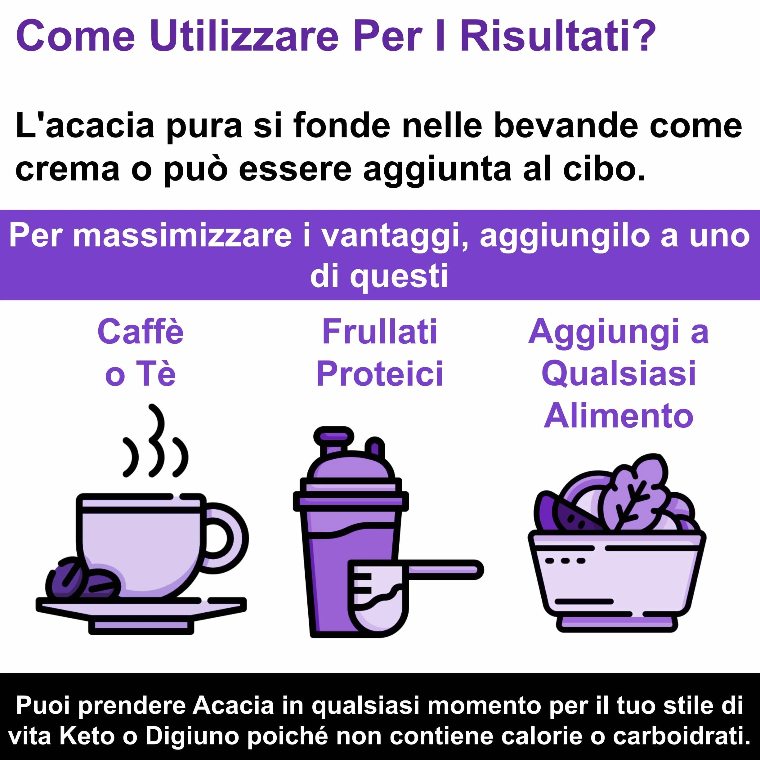 Fibra di Acacia Pura 500g Integratore Alimentare Prebiotico Zero Calorie Chetogenica