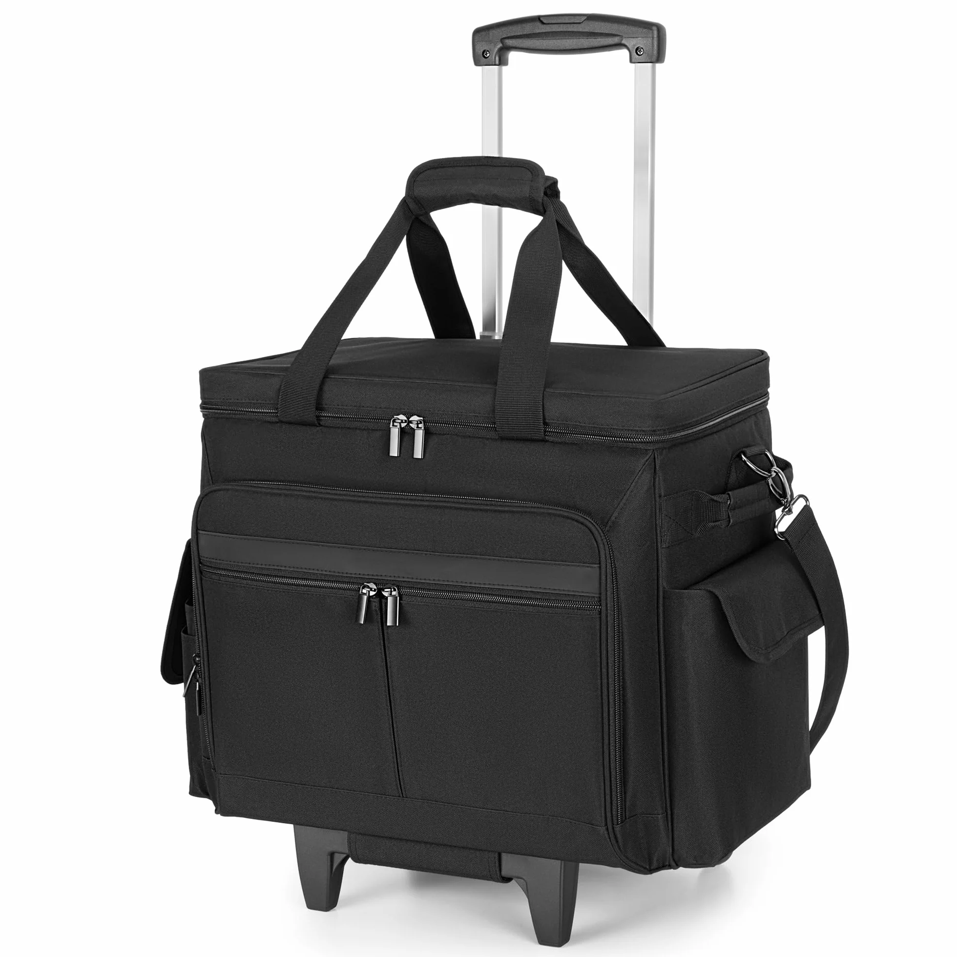 Borsa per Insegnanti con Rotelle Trunab, Trolley Staccabile, Tasca Portadocumenti Espandibile, per Laptop 15,6 Pollici, Nero
