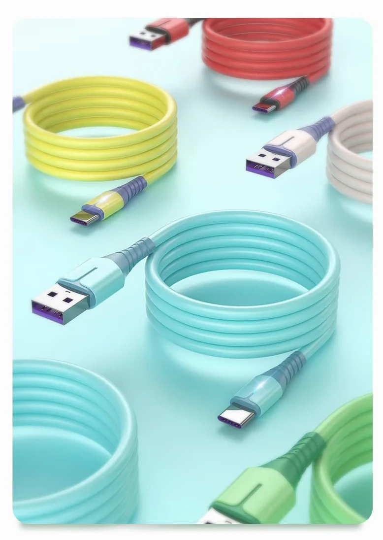 Cavo USB C 5A Cavo di ricarica veloce, USB A a Tipo C Cavo di trasferimento di sincronizzazione dati, Cavo di ricarica USB C, Cavo dati - Giallo 2M 200Pcs/Case