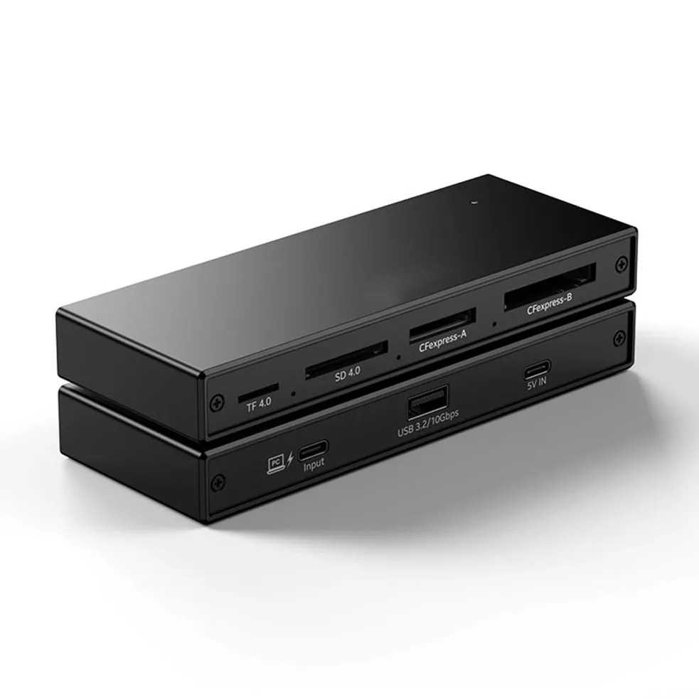 Lettore di schede in alluminio 5x USB 3.2 per fotocamera per sd alluminio | Supporta CFeA, CFeB, per SD, TF, USB 3.2, velocità 10 Gbps e play, nessun driver necessario