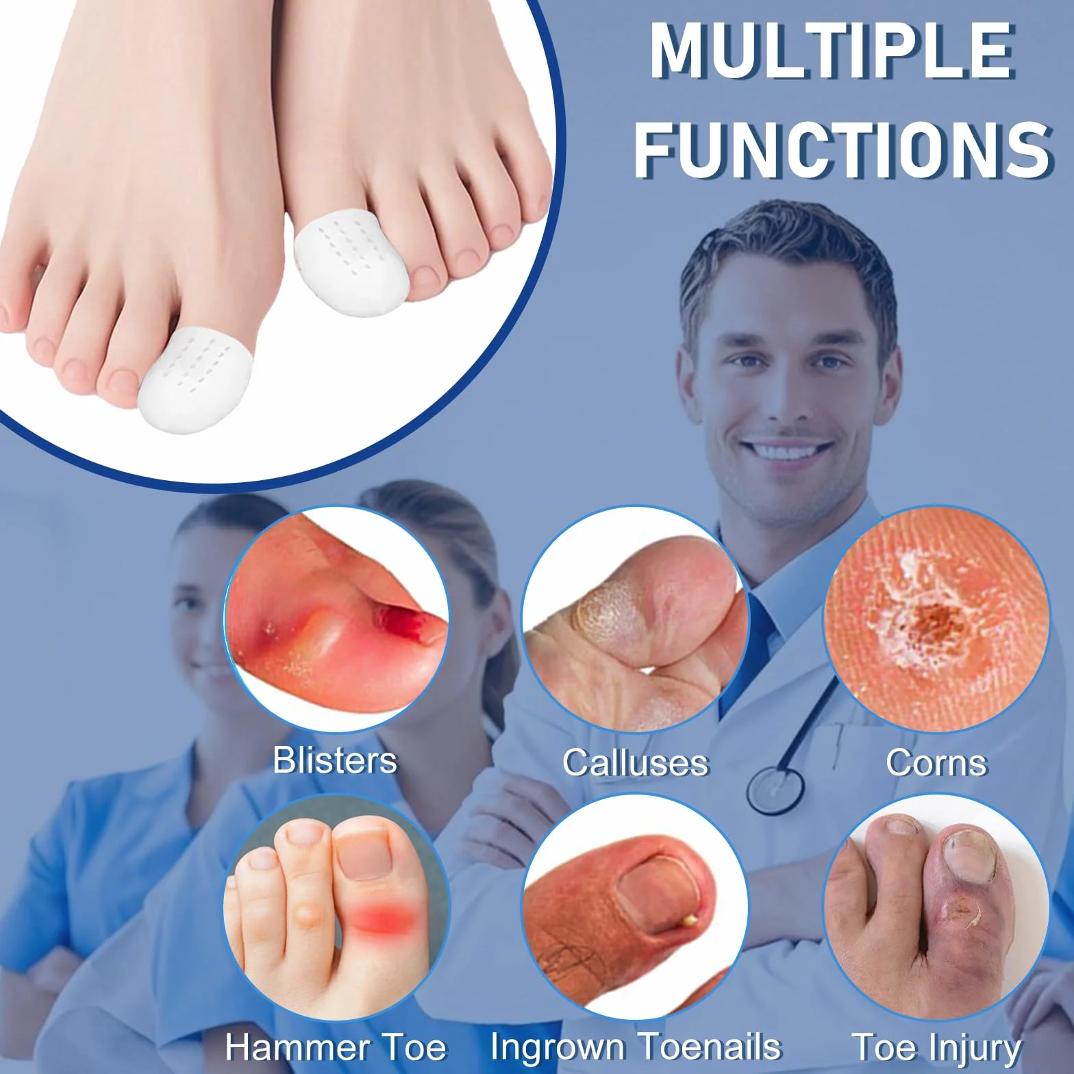 Protezione alluce in silicone traspirante anti-friction 16 pezzi