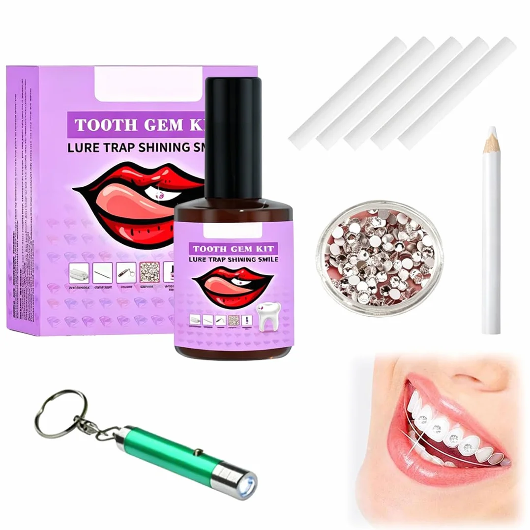 Kit di Gioielli per Denti con Lampada UV, Bianco
