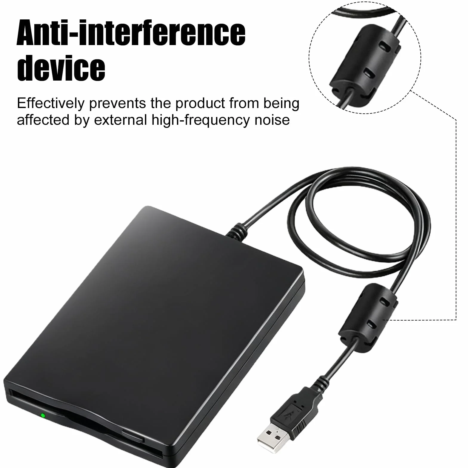 Leikurvo Unità floppy esterna USB portatile FDD 1,44 MB 3,5 pollici, Slimline Floppy Disk Drive esterno lettore di schede per computer esterno rimovibile compatibile con PC e MAC, Plug and Play, nero