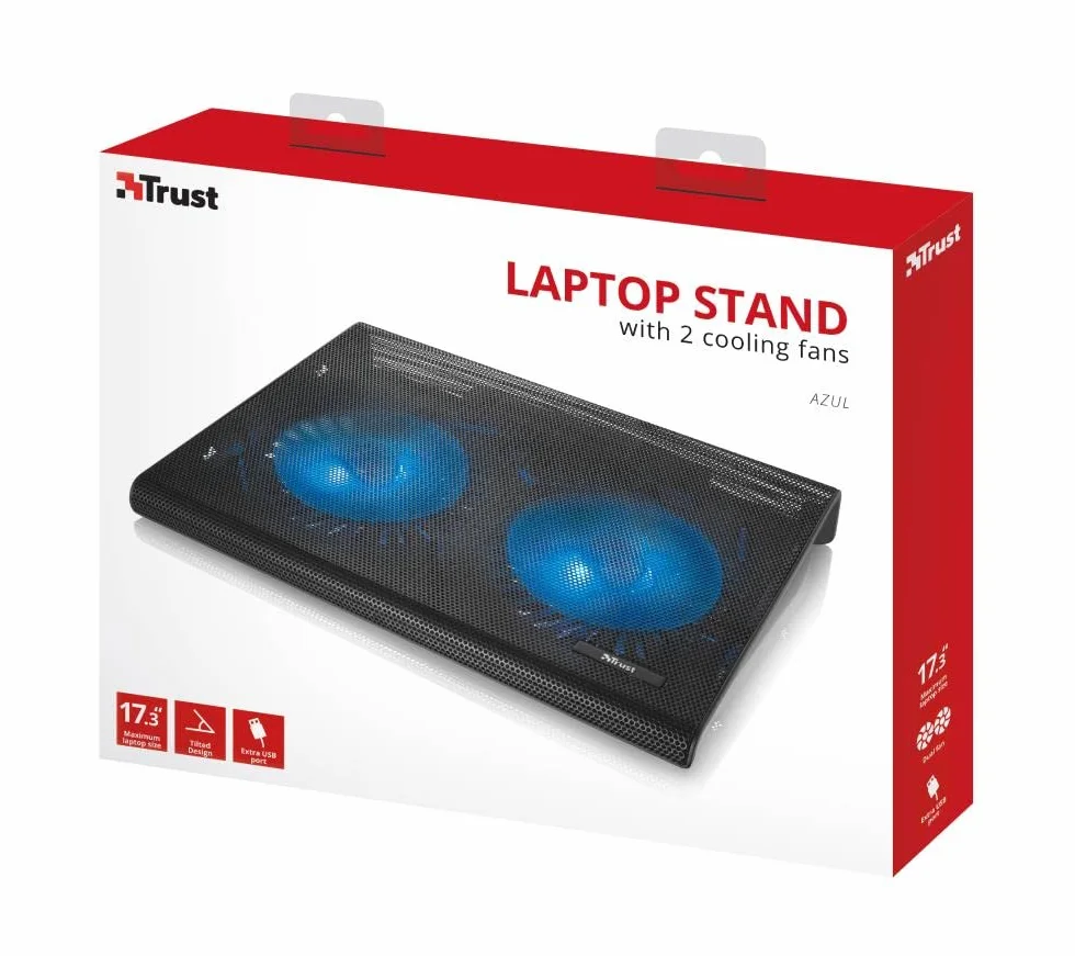 Trust Base di Raffreddamento per Laptop 17.3, 2 Ventole, USB, Cooling Pad, Nero
