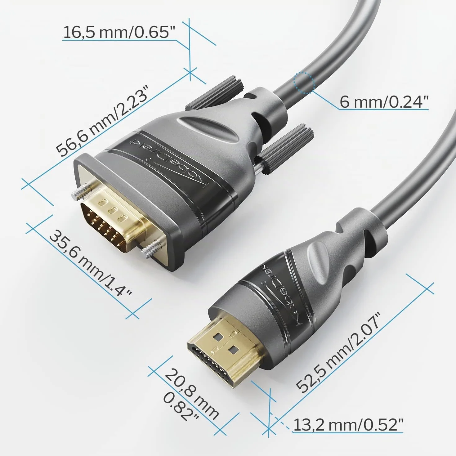 KabelDirekt – Cavo adattatore HDMI-VGA – 2 m (High Speed HDMI/D-Sub 15, cavo monitor per collegare PC, laptop e altri dispositivi a schermi VGA a Full HD/1080p e 60 Hz)