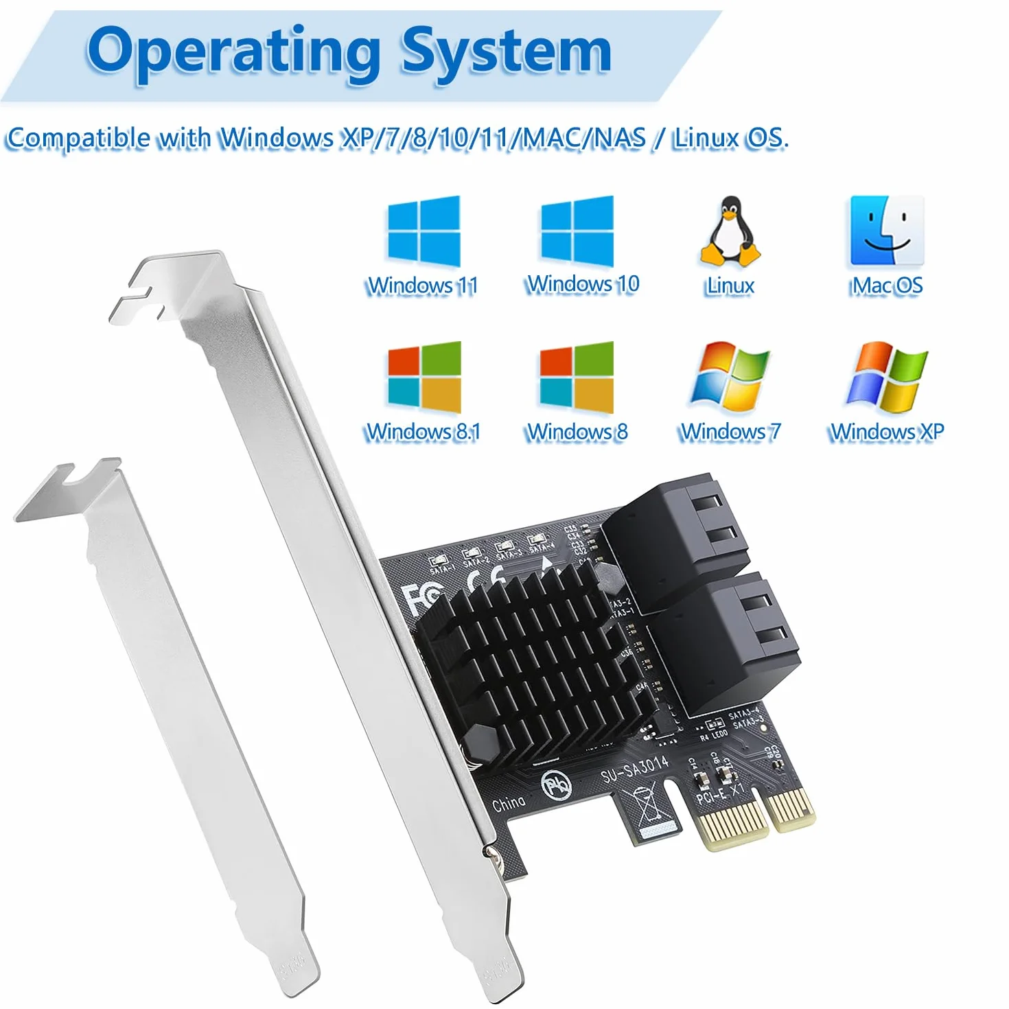 Scheda di Espansione SATA - 4 Porte PCIe a SATA 3.0 (6Gbps) - Controller Marvell 88SE9215 - Include 4 Cavi - Per HDD/SSD, NAS, Avvio come Disco di Sistema (Non-RAID)
