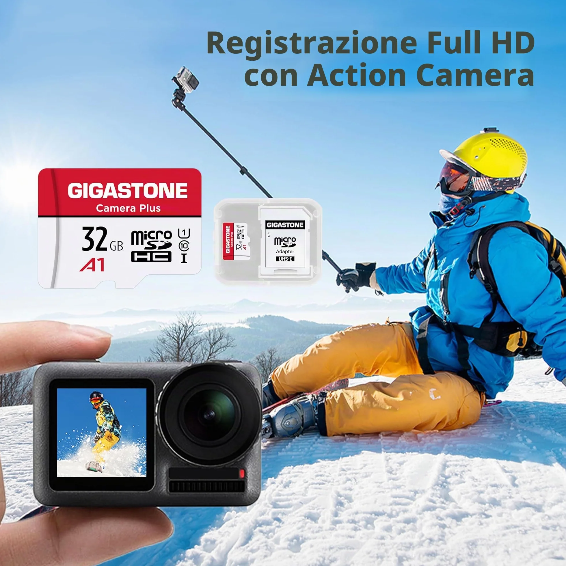 GIGASTONE Micro SD 32 GB, Camera Plus Serie, Set da 5, A1 U1 C10 UHS-1, Per GoPro Fotocamera Videocamera, Velocità Fino a 90/20 MB/Sec(R/W), con Adattatore Scheda SD