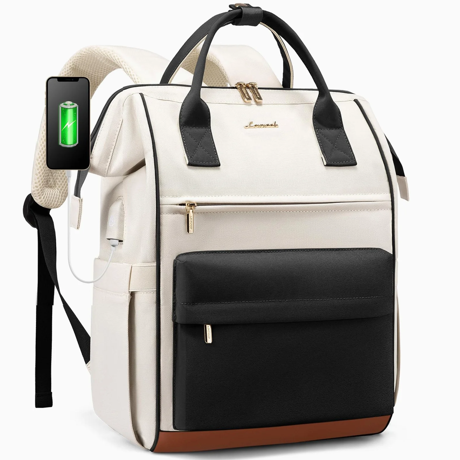LOVEVOOK Zaino Porta PC Donna, Da Viaggio Lavoro Grande, Impermeabile Per Scuola Università, 15.6 Pollici Computer Laptop Travel Backpack Waterproof, Ufficio Antifurto Elegante Nero