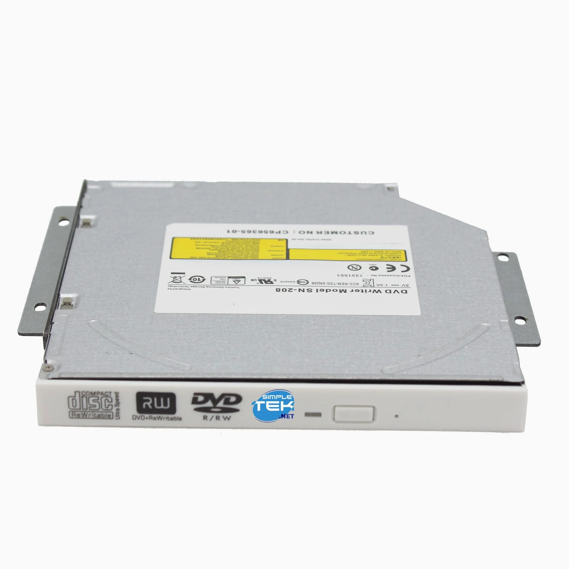 SIMPLETEK - Masterizzatore CD/DVD 12,7 mm con mascherina bianca SATA DVD-RW + Staffa generica di fissaggio 45K0494