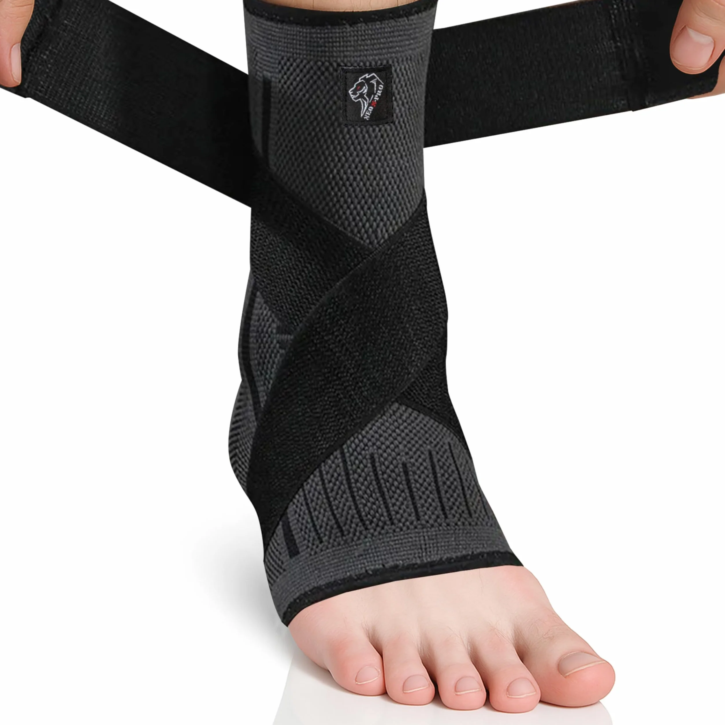 Cavigliera Sportiva per Distorsione Supporto Ortopedico Caviglia con Fascia Elastica Protezione Legamenti Uomo Donna Nero XL