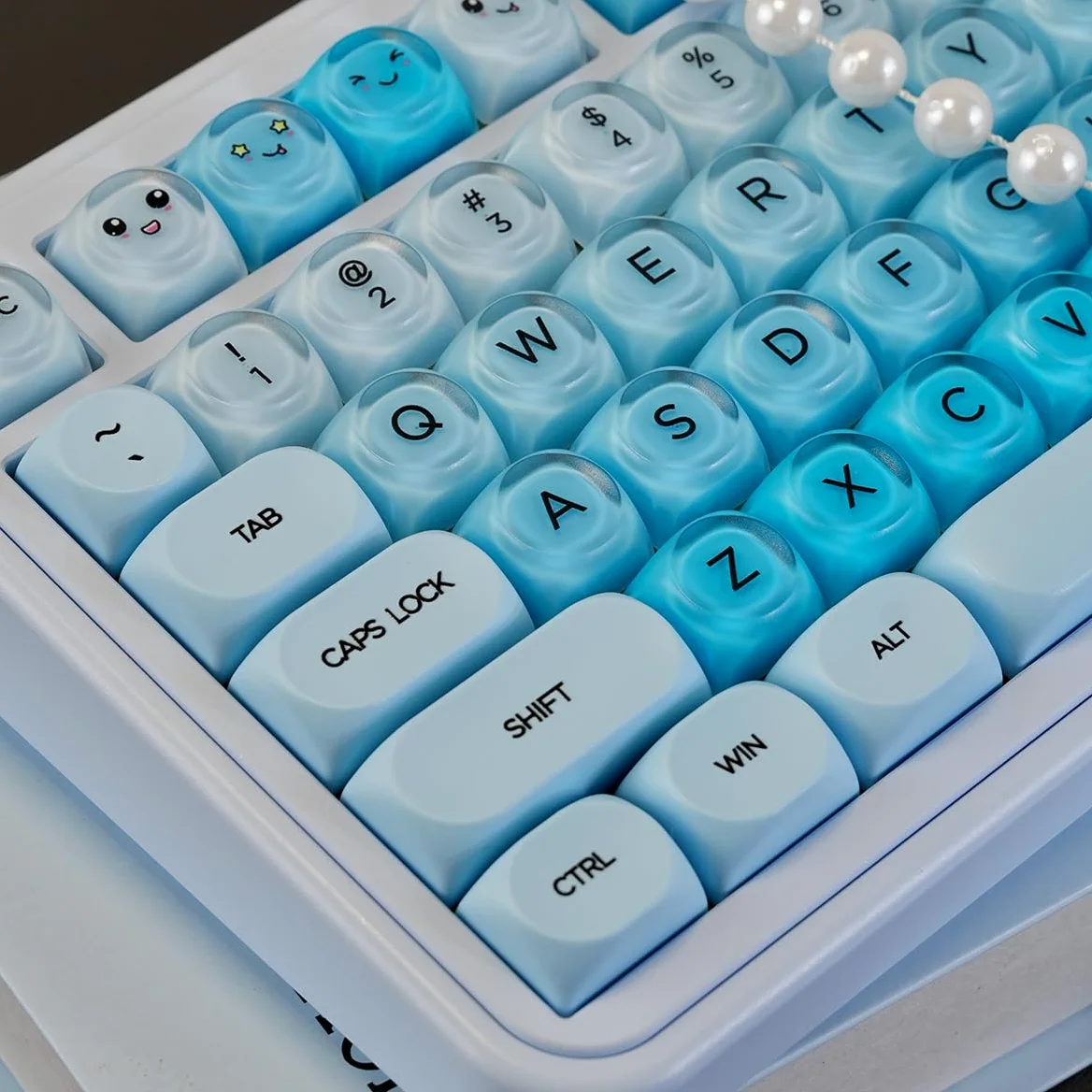 132 tasti MOA Profile Keycaps PBT Cherry Profile Blue Jelly Keycaps Set compatibile con tastiera Wooting 61/64/87/104/108 Cherry Mx Switch tastiere meccaniche