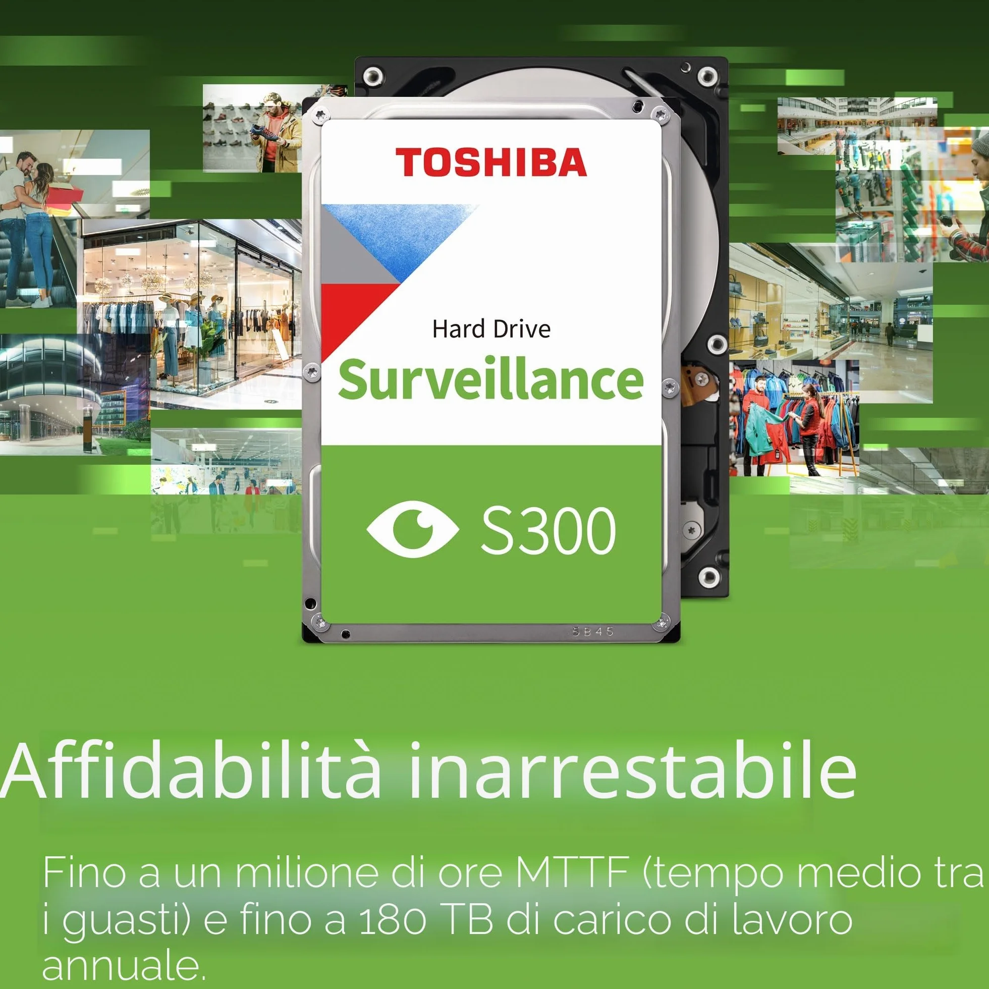 Toshiba 4TB S300 Surveillance HDD - 3.5' SATA Internal Hard Drive Supports up to 64 HD cameras at a 180TB/Year workload (HDWT720UZSVA)