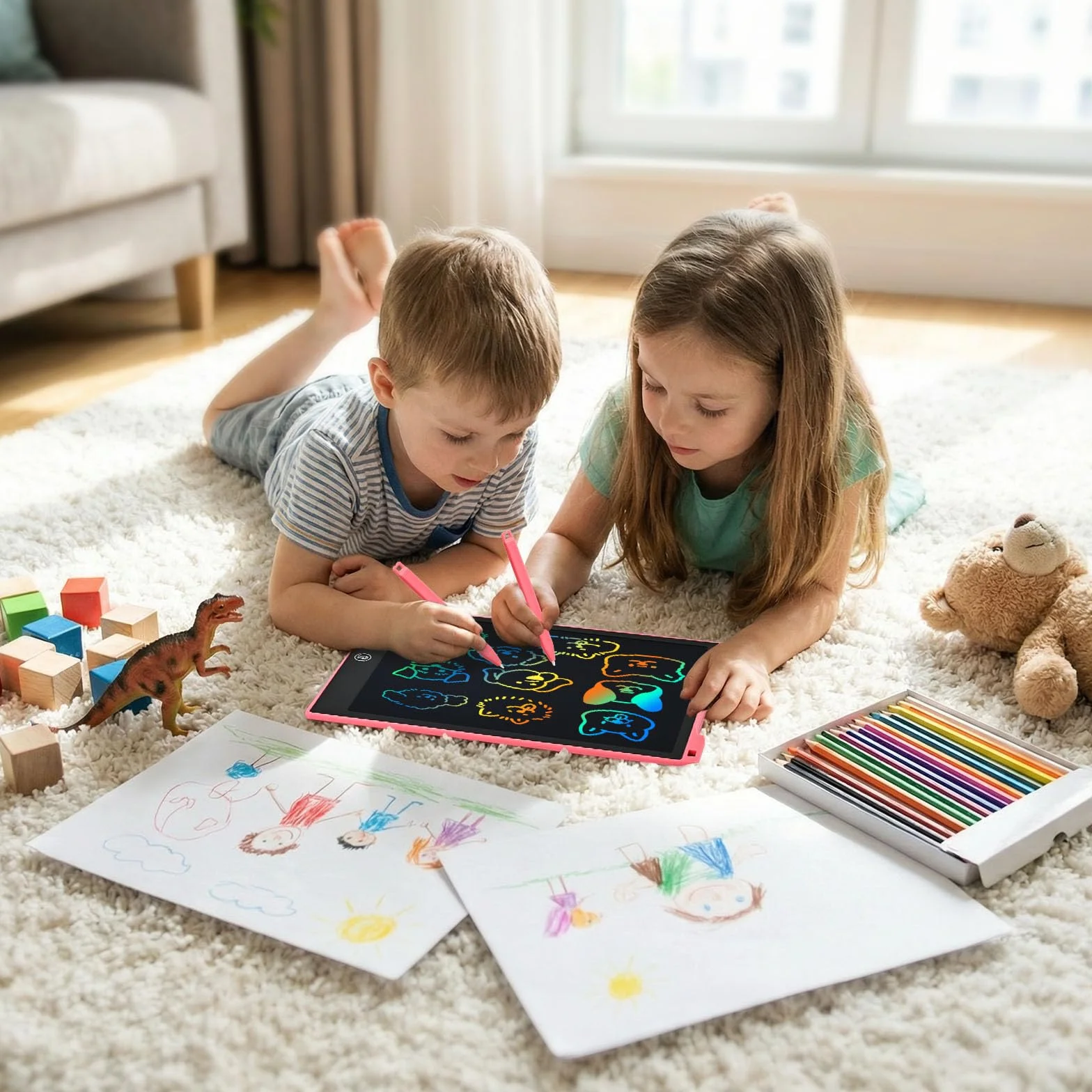 PINKCAT Calendario Avvento 2025 Natale Bambini Giochi Lavagnetta Cancellabile 12 Pollici Tavoletta Grafica LCD