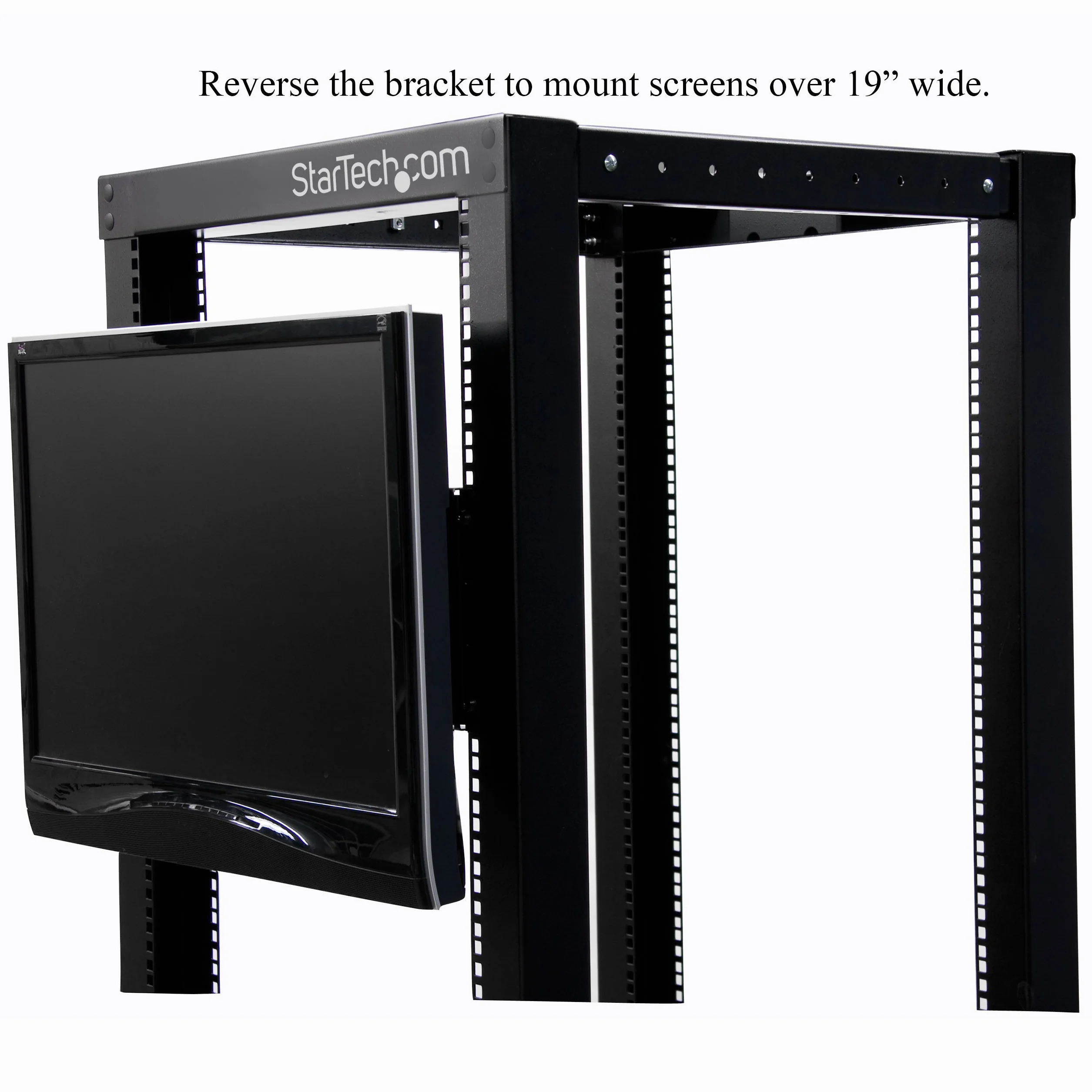 StarTech.com Staffa di montaggio 4U per display LCD VESA per armadi rack 19'', Supporto per monitor VESA universale in acciao pressato a freddo, Staffa 4U per server rack (RKLCDBK)
