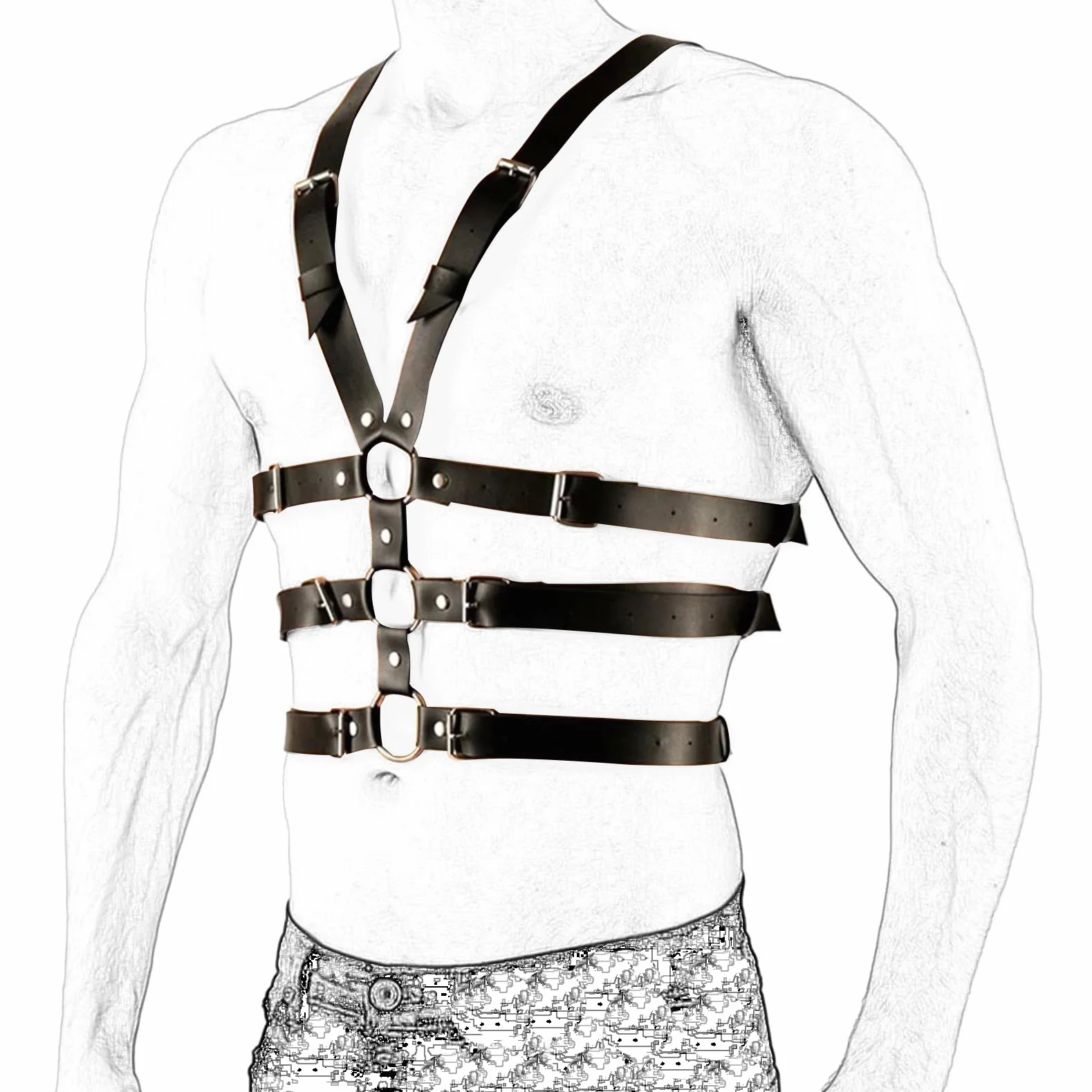 Gay Harness Uomo Imbracatura Pettorale Regolabile Leather Nero Sexy Biancheria Intima Cosplay