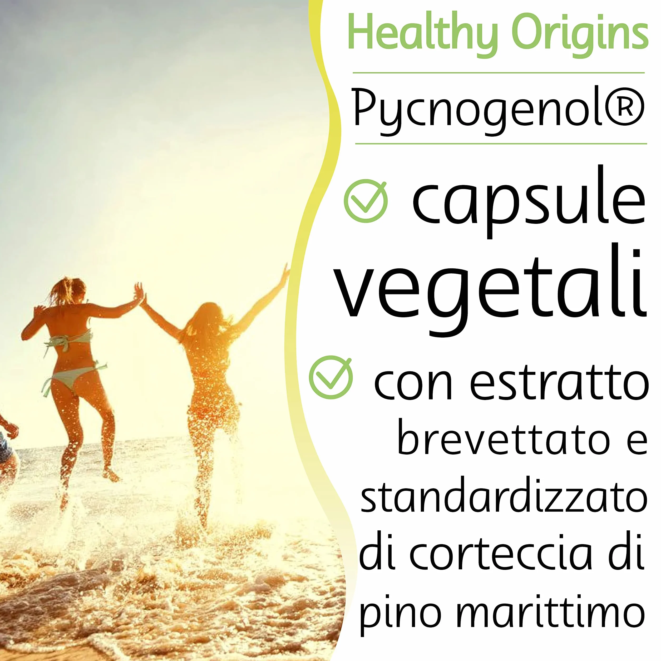 Healthy Origins Pycnogenol 100 mg 60 Capsule Vegane Pino Marino Senza Glutine