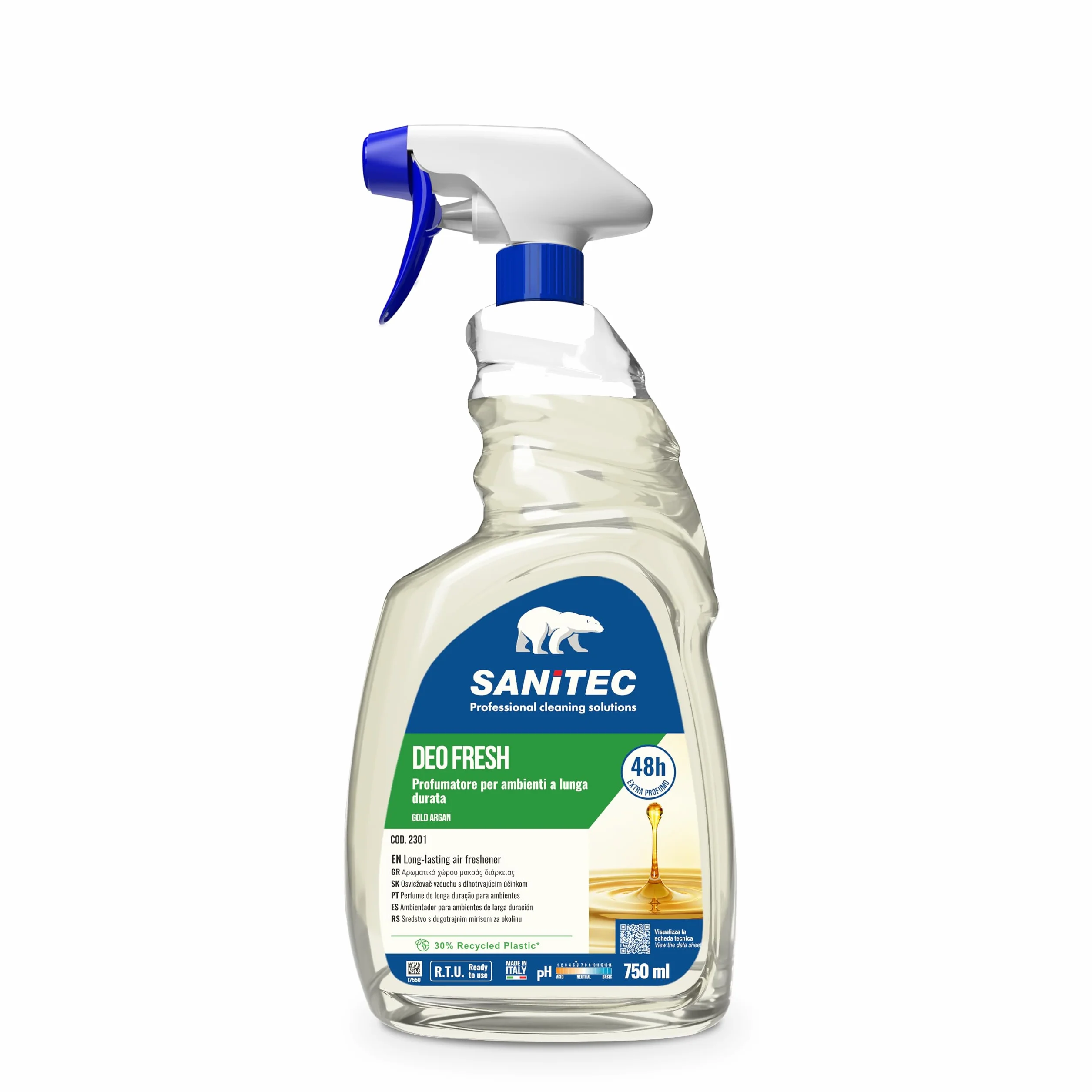 Sanitec Deo Fresh Gold Argan Profumatore Ambienti 750 ml Elimina Odori 48 Ore