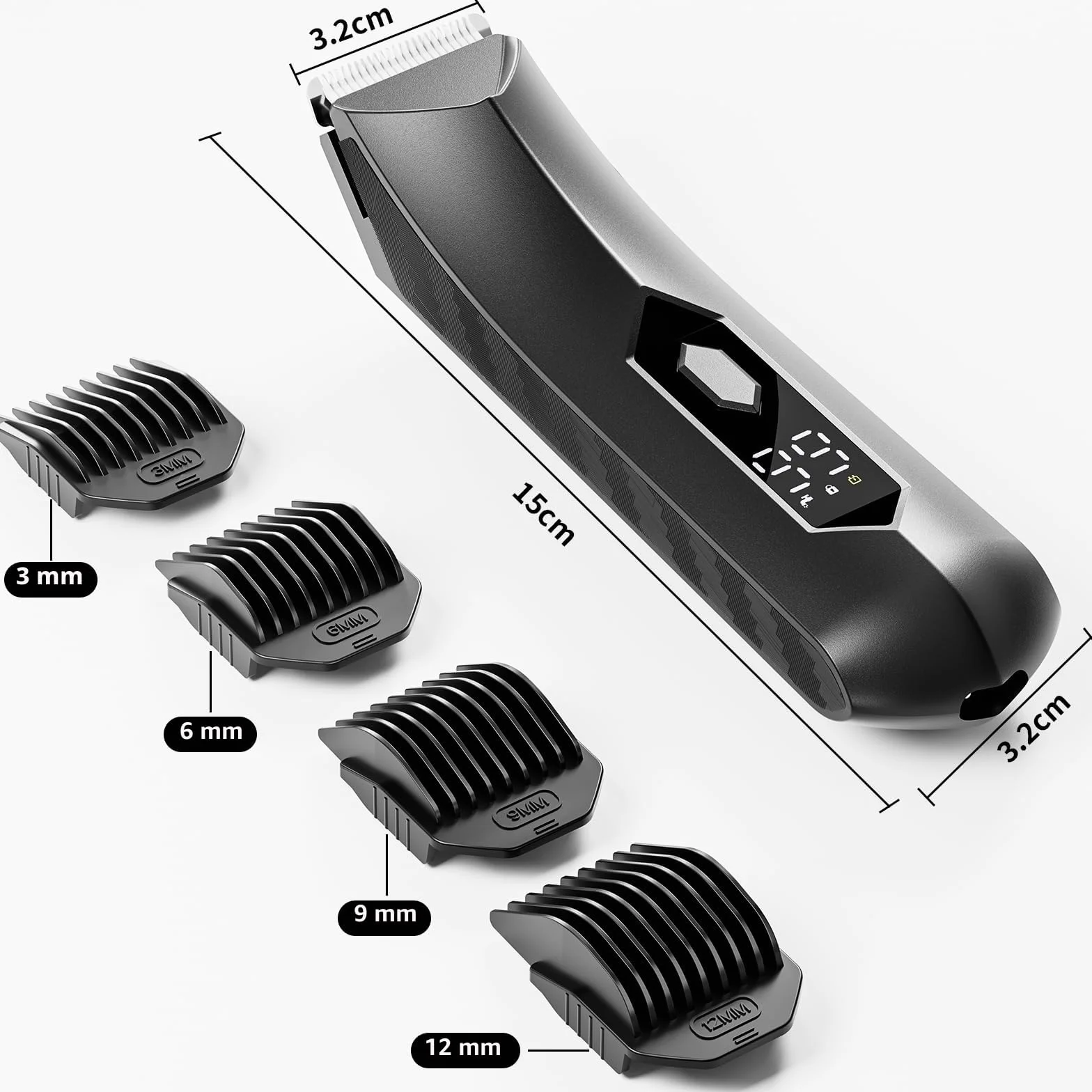Trimmer per peli del corpo da uomo, rasoi elettrici ricaricabili impermeabile bagnato/asciutto, 4 pettini limitatori, lama ceramica