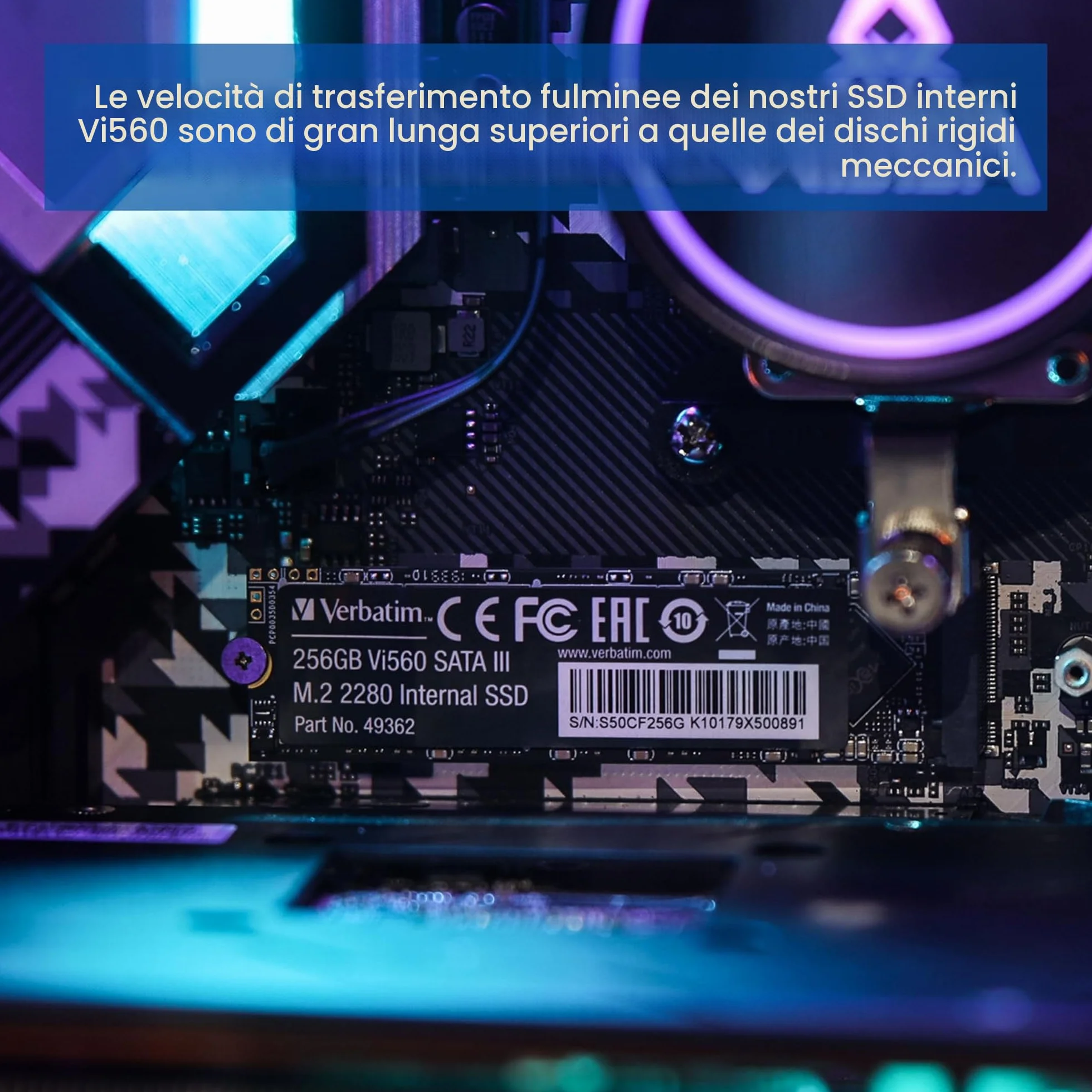 Verbatim Vi560 S3 512GB SSD Interno M.2 2280 SATA III 520 MB/s Hard Disk Stato Solido PC