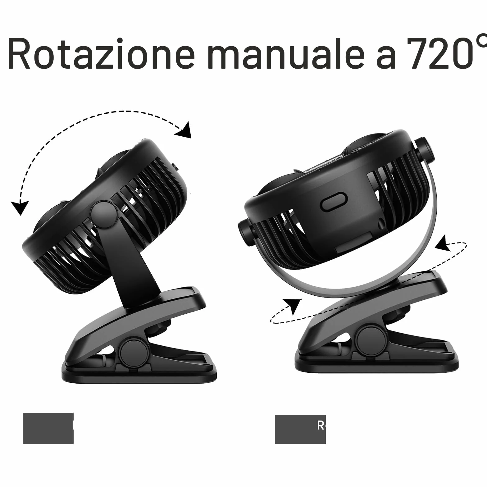 Mini Ventilatore Portatile, USB C Ventilatore da Tavolo con Pinza, Silenzioso Ventilatore da Scrivania a Batteria Ricaricabile, Piccolo Potente per Auto Esterno Campeggio Passeggino Ufficio
