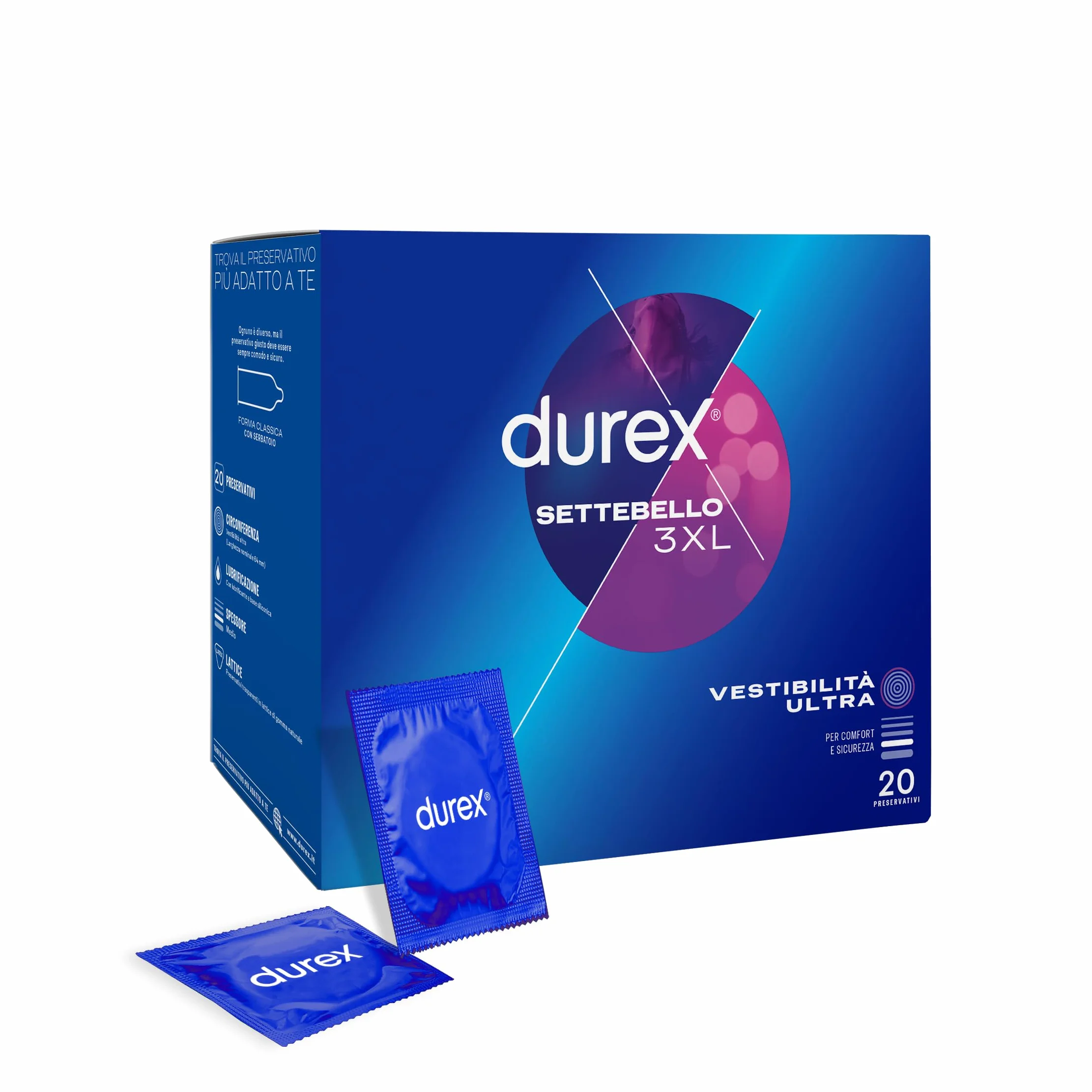 Durex Settebello XXXL Preservativi 3XL 20 Profilattici