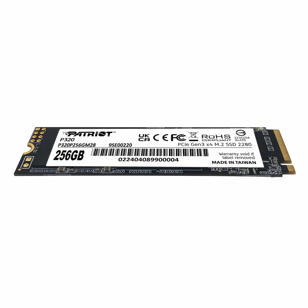Patriot P320 256GB SSD interno - NVMe PCIe Gen 3x4 - M.2 2280 - Unità a stato solido - P320P256GM28