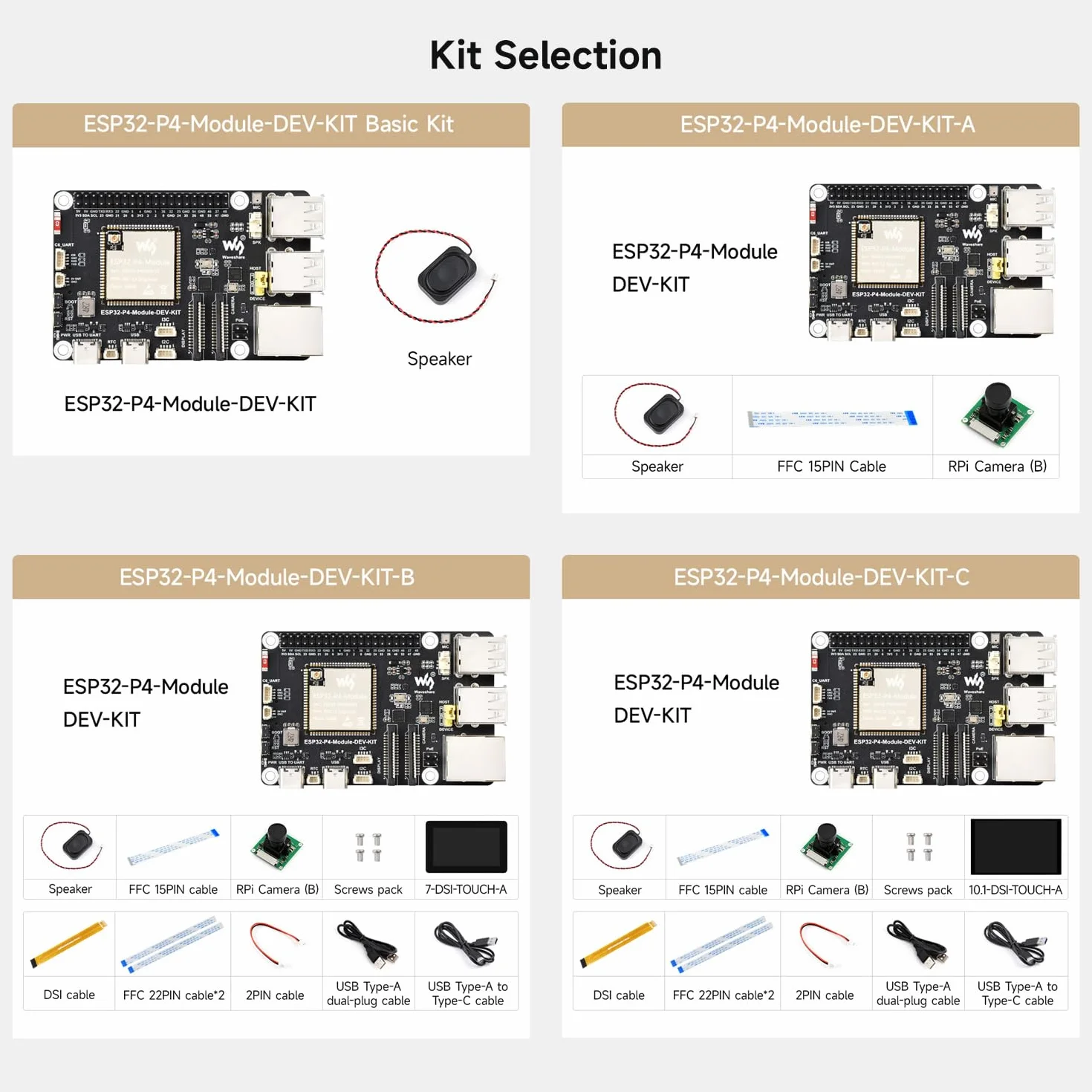 Waveshare ESP32-P4-Module Basic Kit, ESP32-P4-Module High-Performance Development Board, Based On ESP32-P4 & ESP32-C6, Supports Wi-Fi 6 & BT 5/BLE, with Speaker