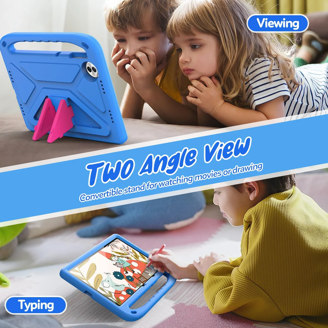 Custodia per bambini Honor Pad 10 Tablet 12.1 Pollici 2025, Eva Leggermente antiurto custodia protettiva con manico per bambini e tracolla, Blu