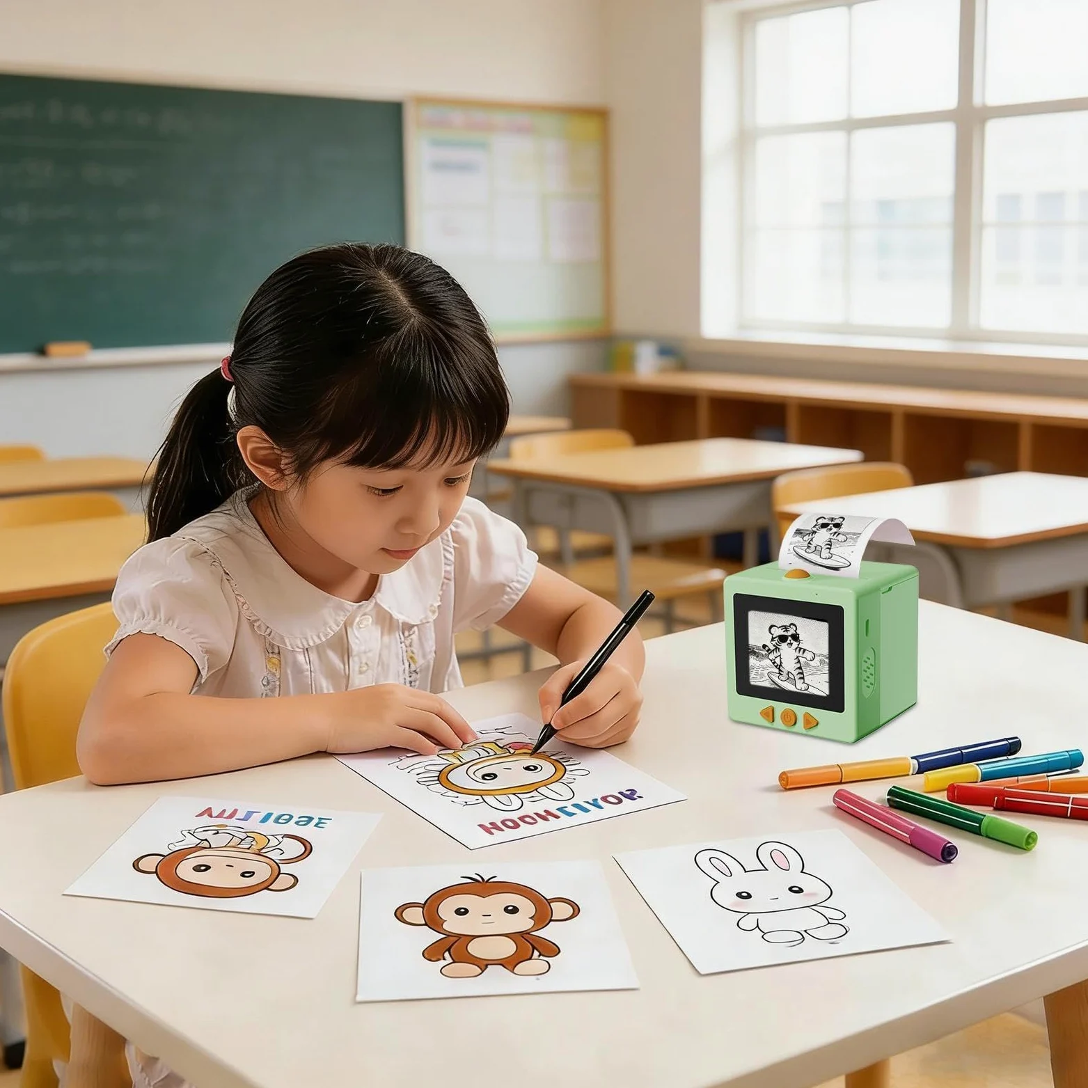 Stampante Per Adesivi - Scatola Di Stampa Portatile Senza Inchiostro Ad | Attivazione Vocale AI, Stampante Per Etichette Con Schermo Di Visualizzazione Per La Scuola Sul Posto Di Lavoro A Casa | Disp